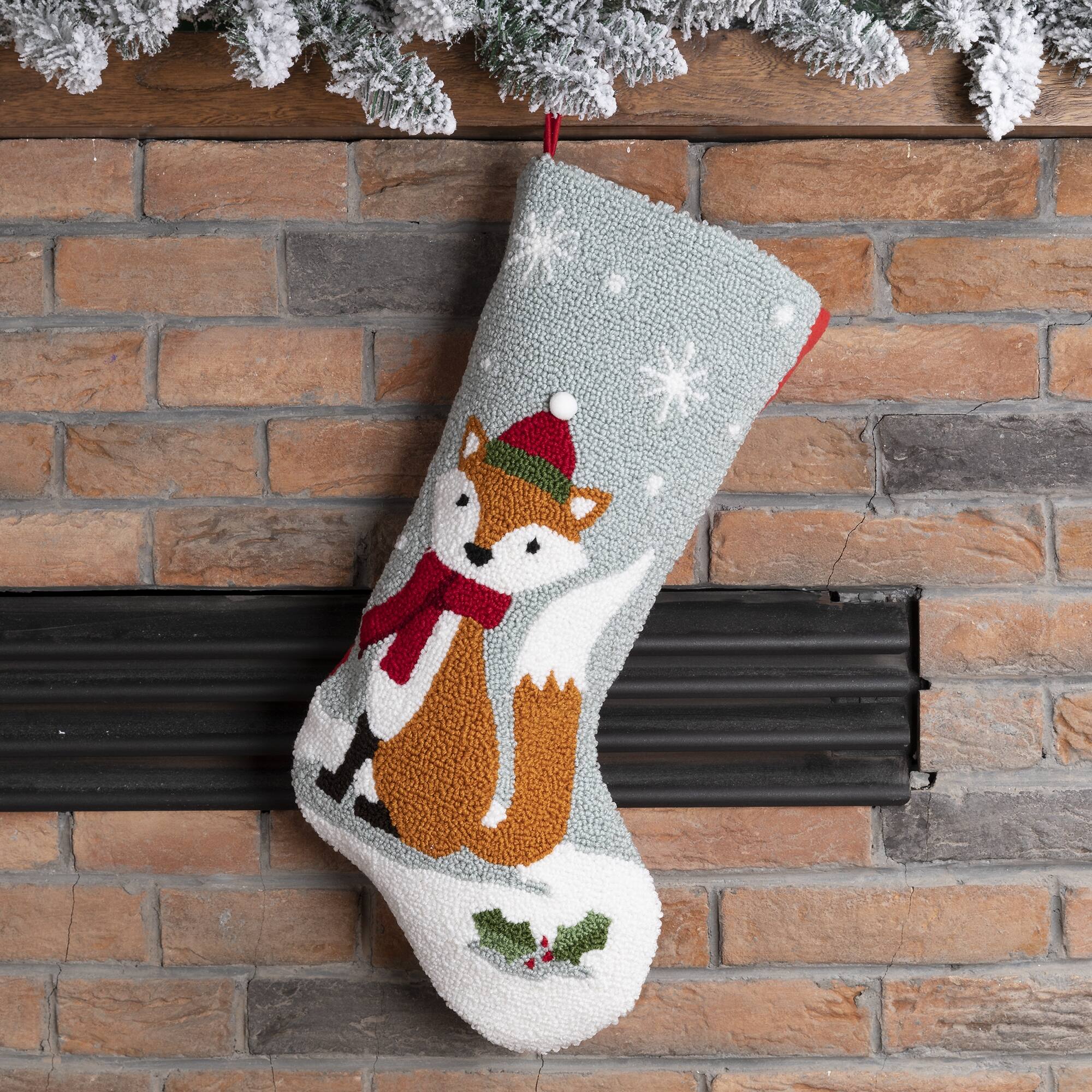 Glitzhome&#xAE; 19&#x22; Fox Hooked Stocking