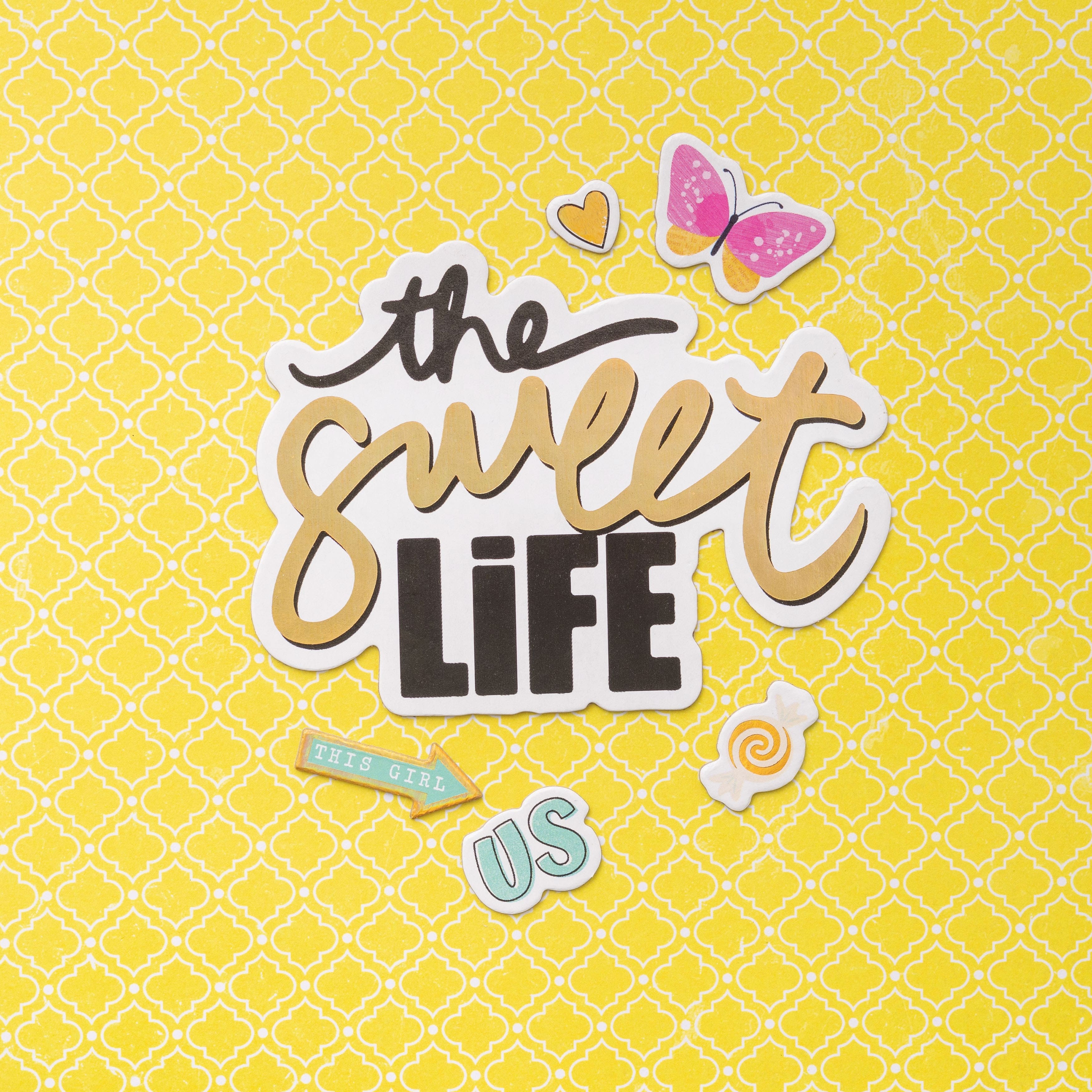 Thickers&#x2122; Vicki Boutin The Sweet Life Phrase &#x26; Icon Sweet Rush Chipboard Stickers