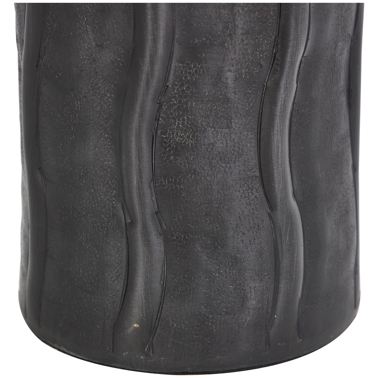 14" Black Metal Snakeskin Inspired Vase with Dimensional Wavy Accents