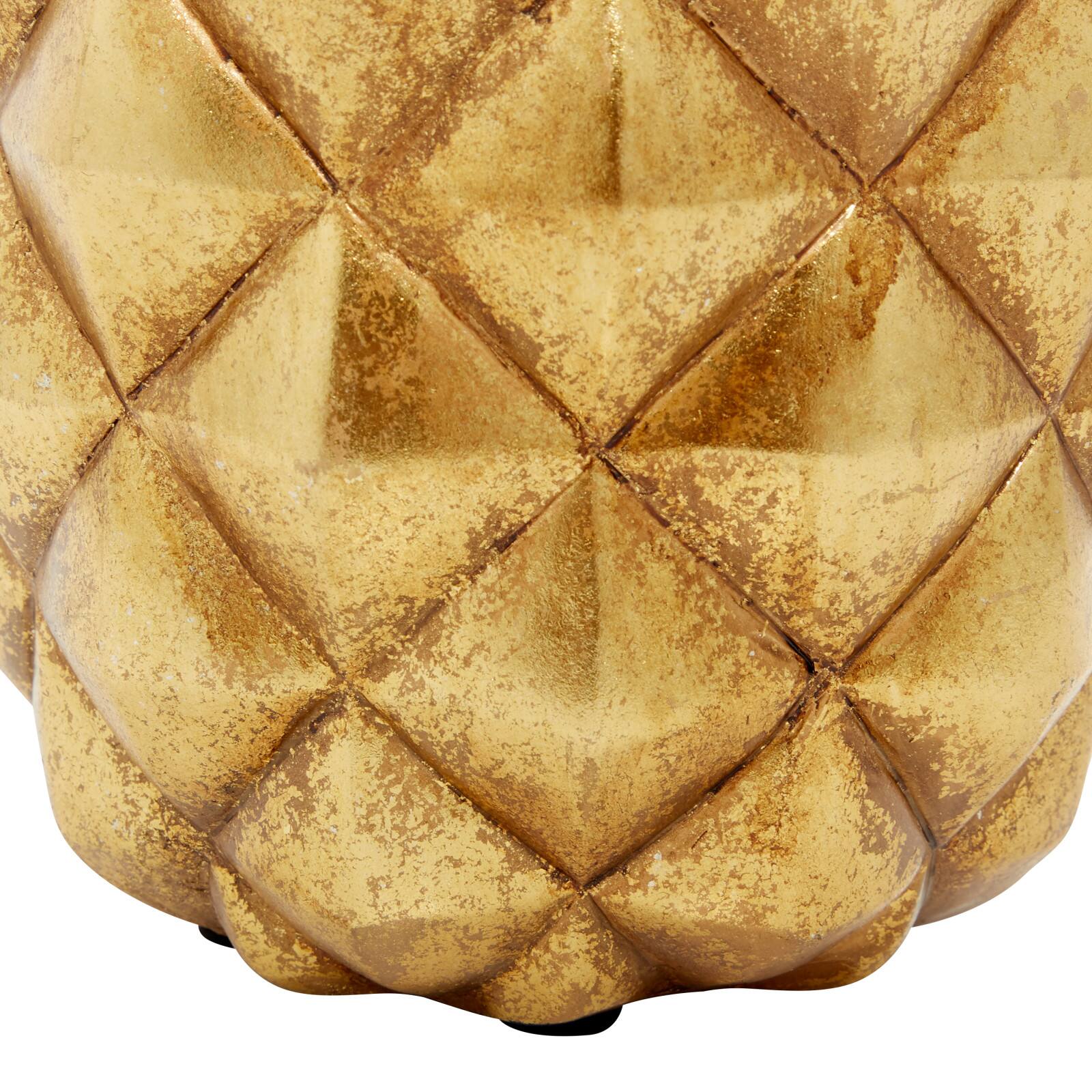 Gold Polystone Traditional Decorative Pineapple , 18" x 7" x 7"