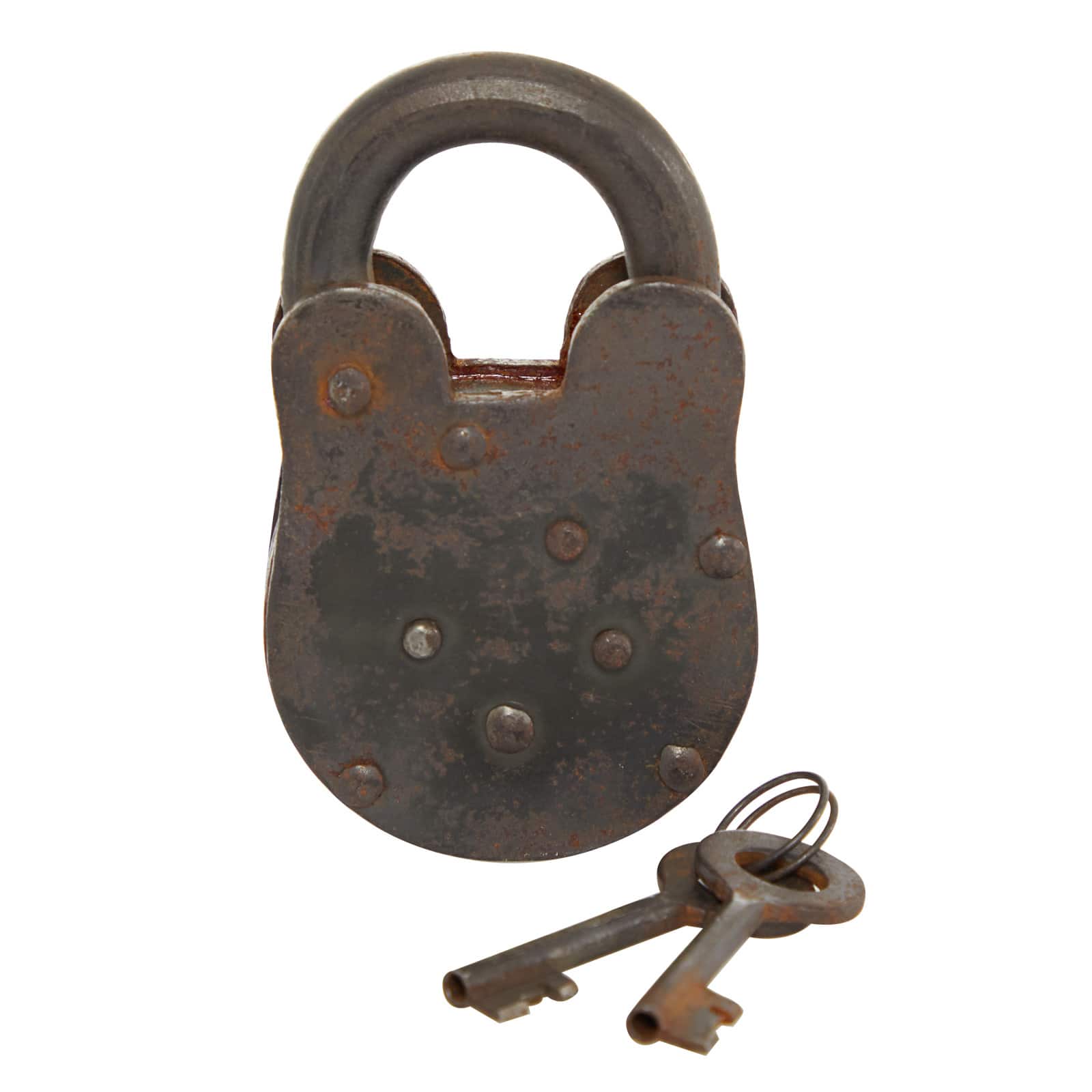 Industrial Gray Metal Lock and Keys Decor, 6.5&#x22; x 4&#x22; x 1&#x22;