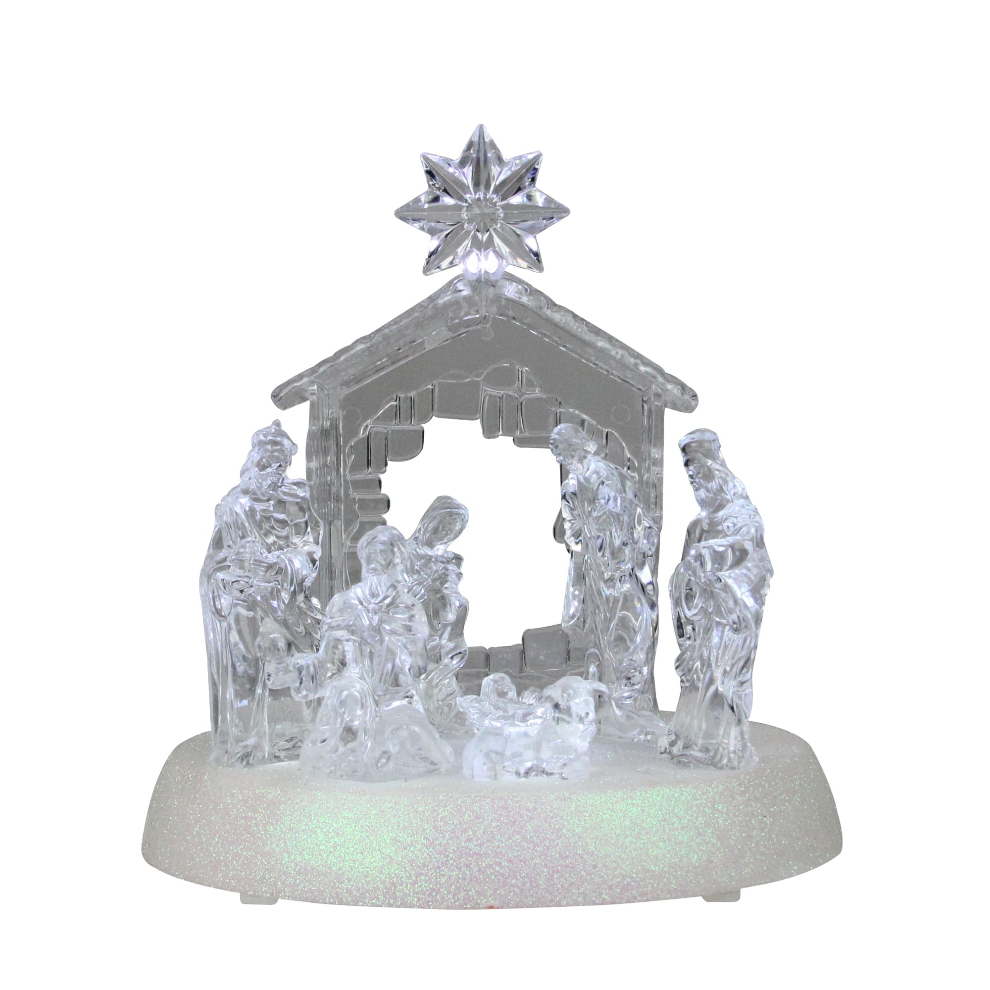 LED Lighted Christmas Nativity Scene - 7.5" - Pure White
