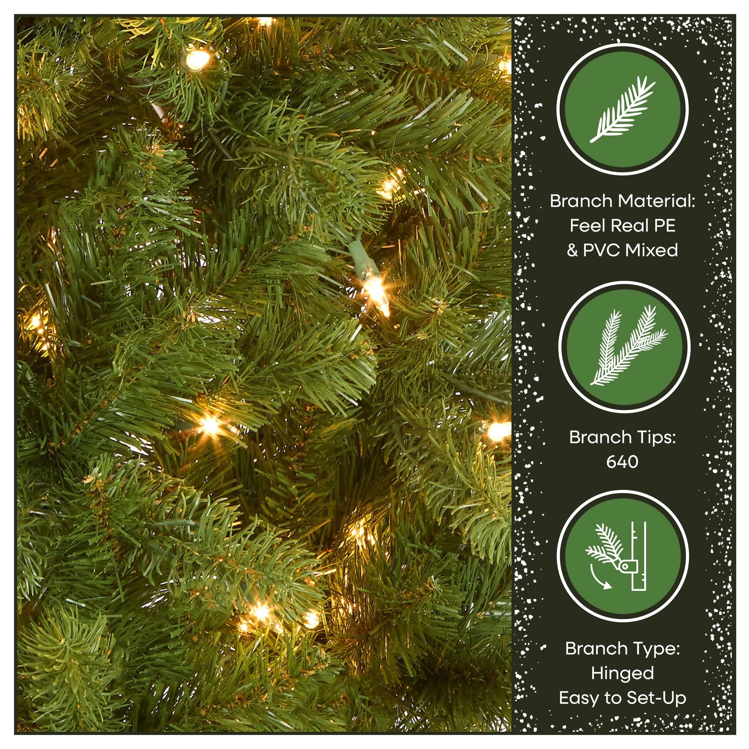 6.5 Ft. Pre-Lit Feel Real&#xAE; Downswept Douglas Fir Pencil Slim Artificial Christmas Tree, Clear Lights