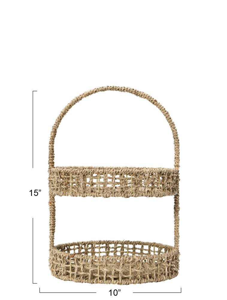 Household Essentials 15&#x22; Seagrass 2-Tier Tray