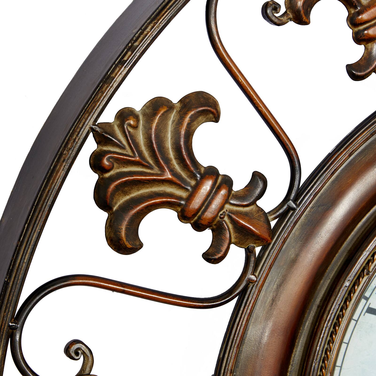 Brown Antique Fleur De Lis Wall Clock
