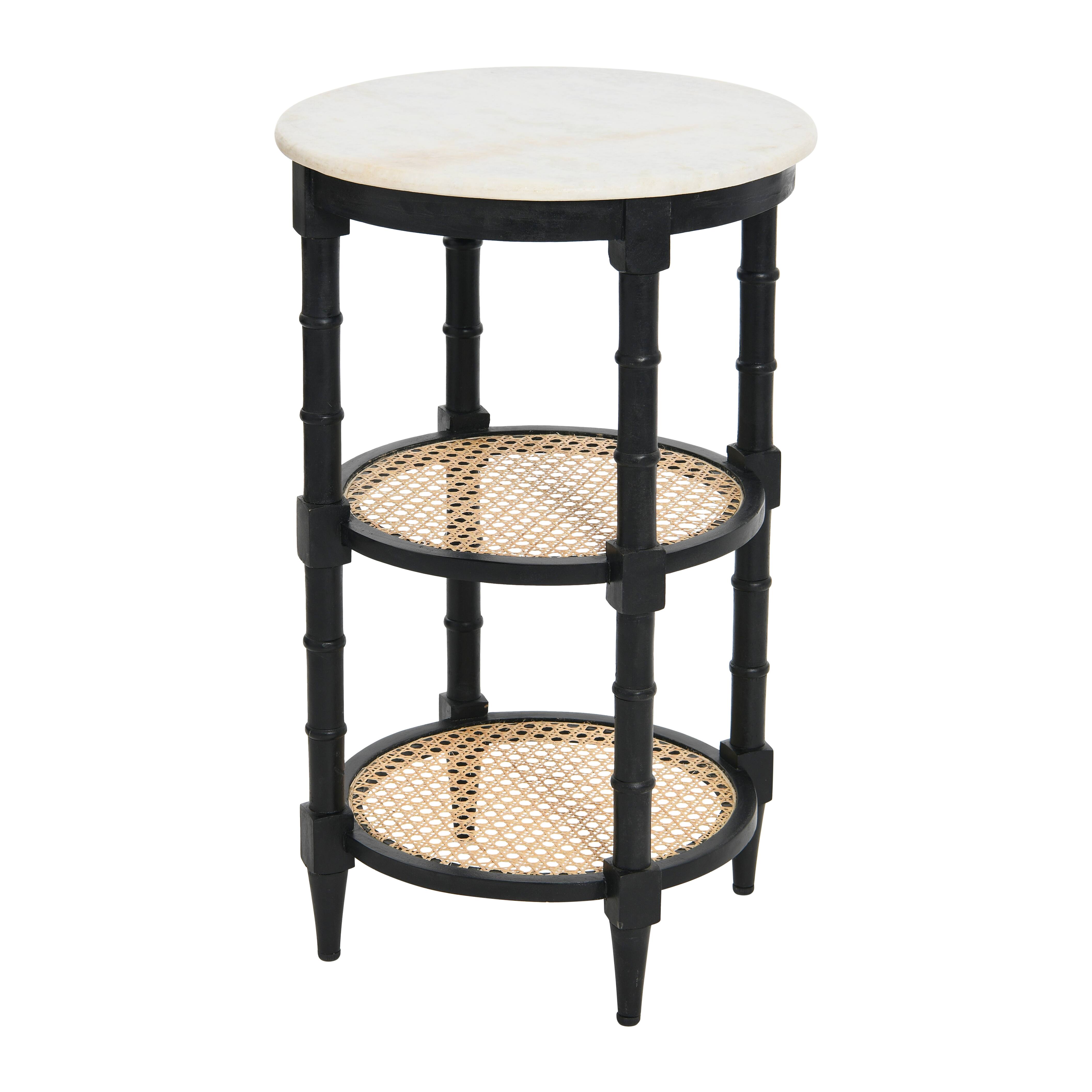 Hello Honey® 28" Round Wood End Table with Marble Top