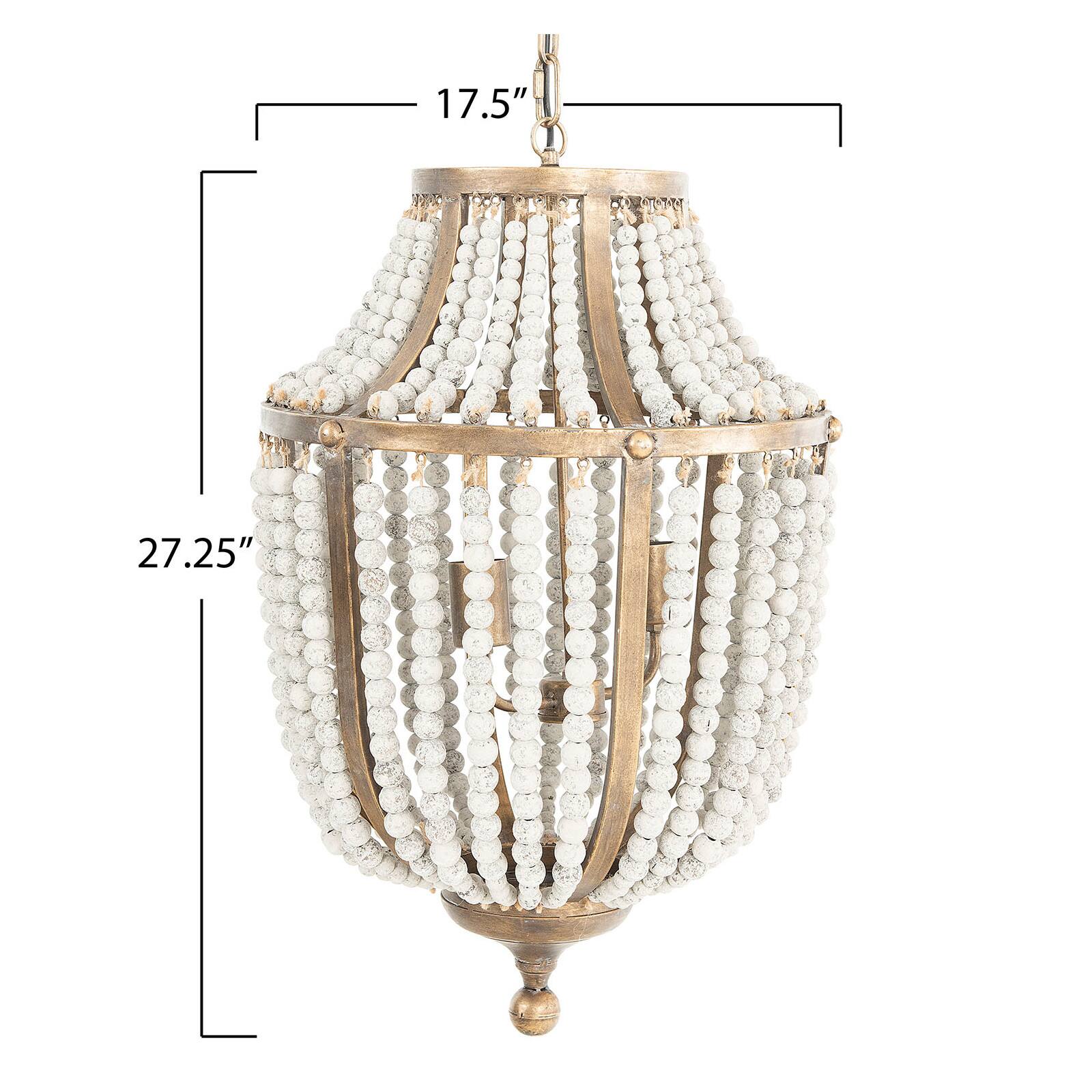Hello Honey® 27" Metal Chandelier With White Wooden Beads