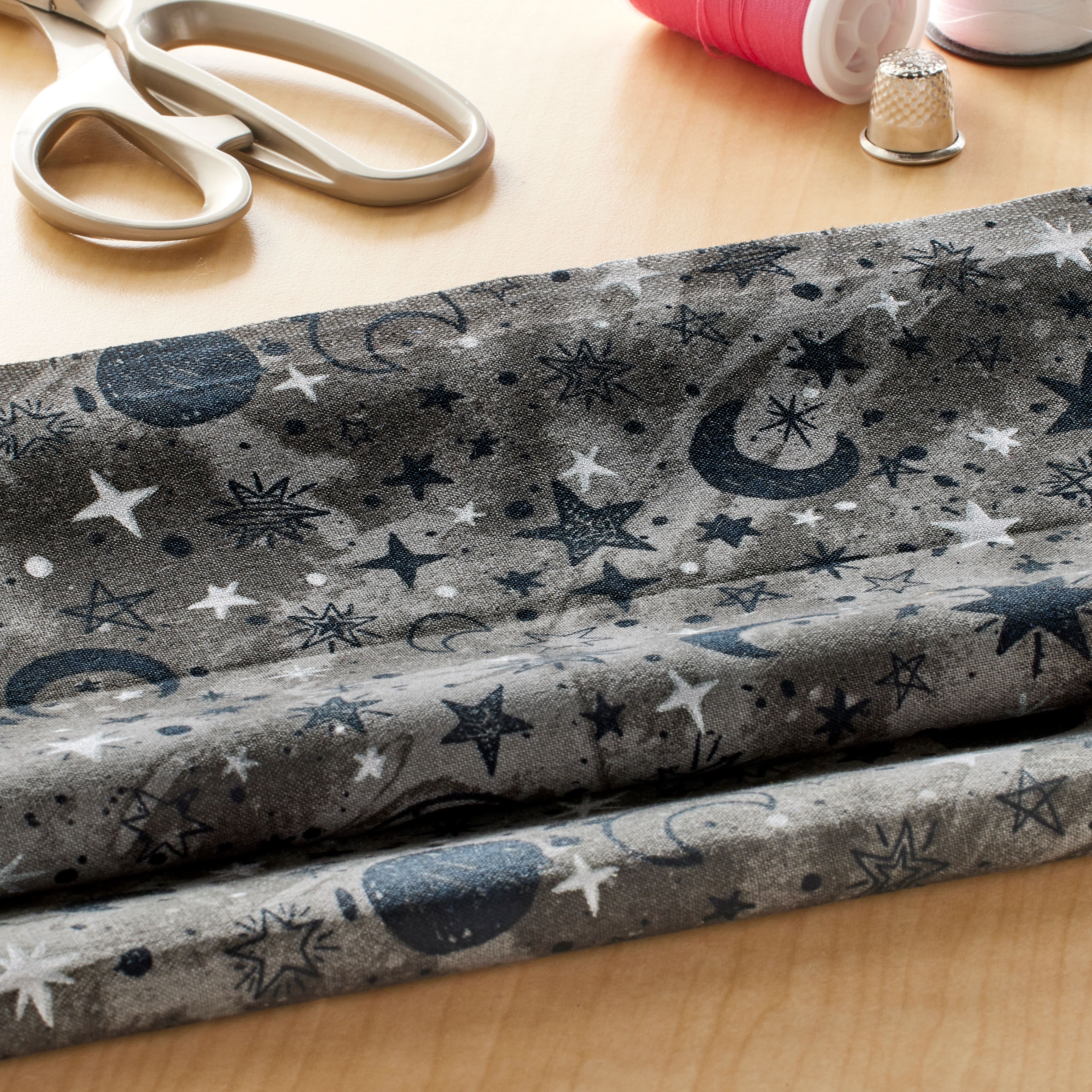 Gray Night Sky Cotton Fabric by Loops &#x26; Threads&#x2122;
