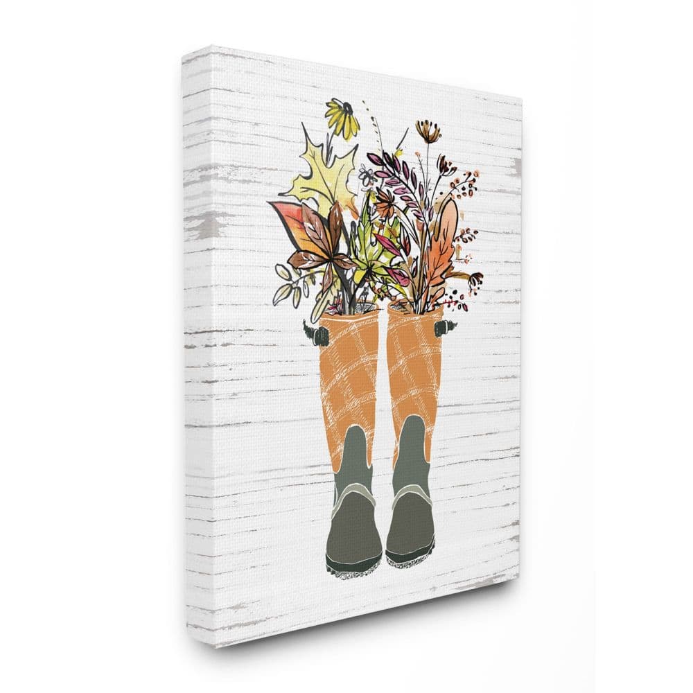 Stupell Industries Fall Foliage in Boots Canvas Wall Art