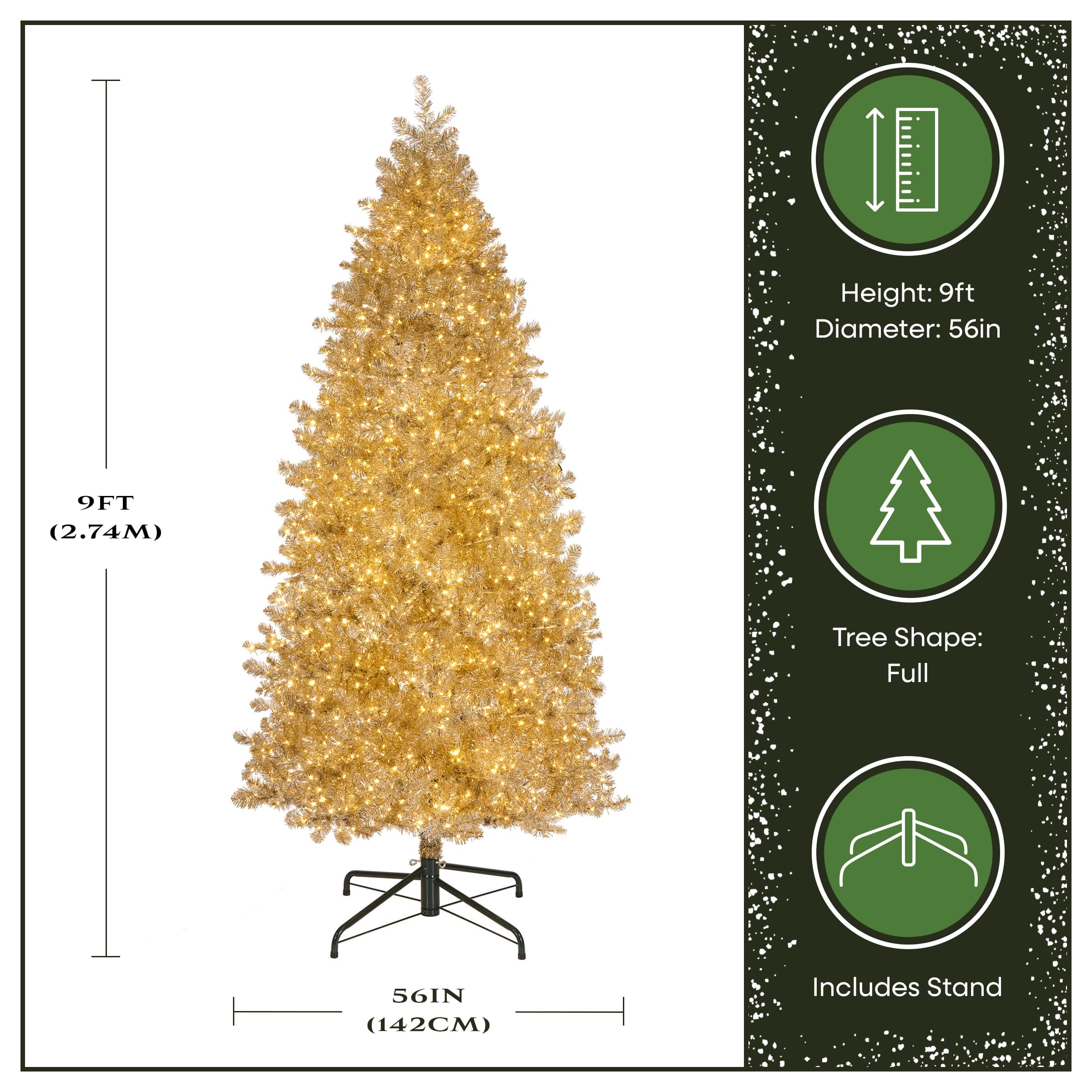 9ft. Pre-Lit Platinum Metallic Artificial Christmas Tree, White LED Lights
