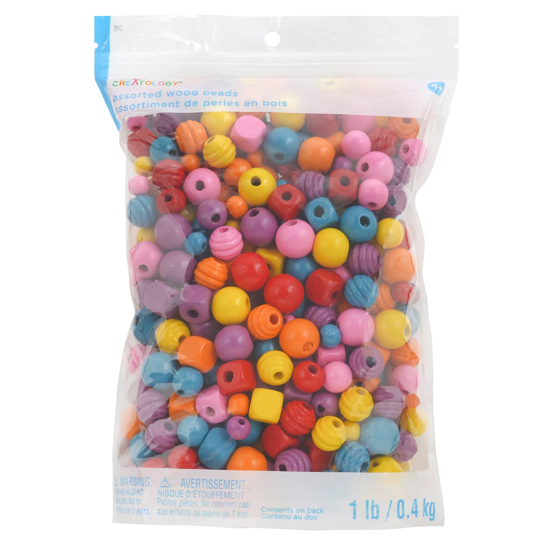 12 Pack: 1lb. Multicolor Shaped Wood Beads by Creatology&#x2122;