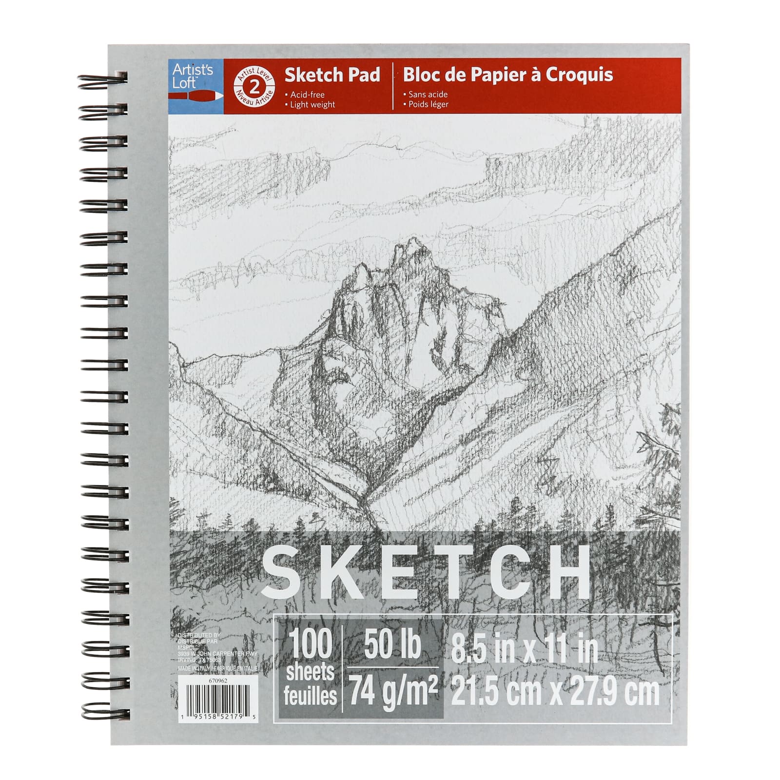 8 x 10 Premium Spiral Bound Sketch Pad, Pad of 100-Sheets, 60 Pound (100gsm) (Pack of 2 Pads) by U.S. Art Supply | Michaels