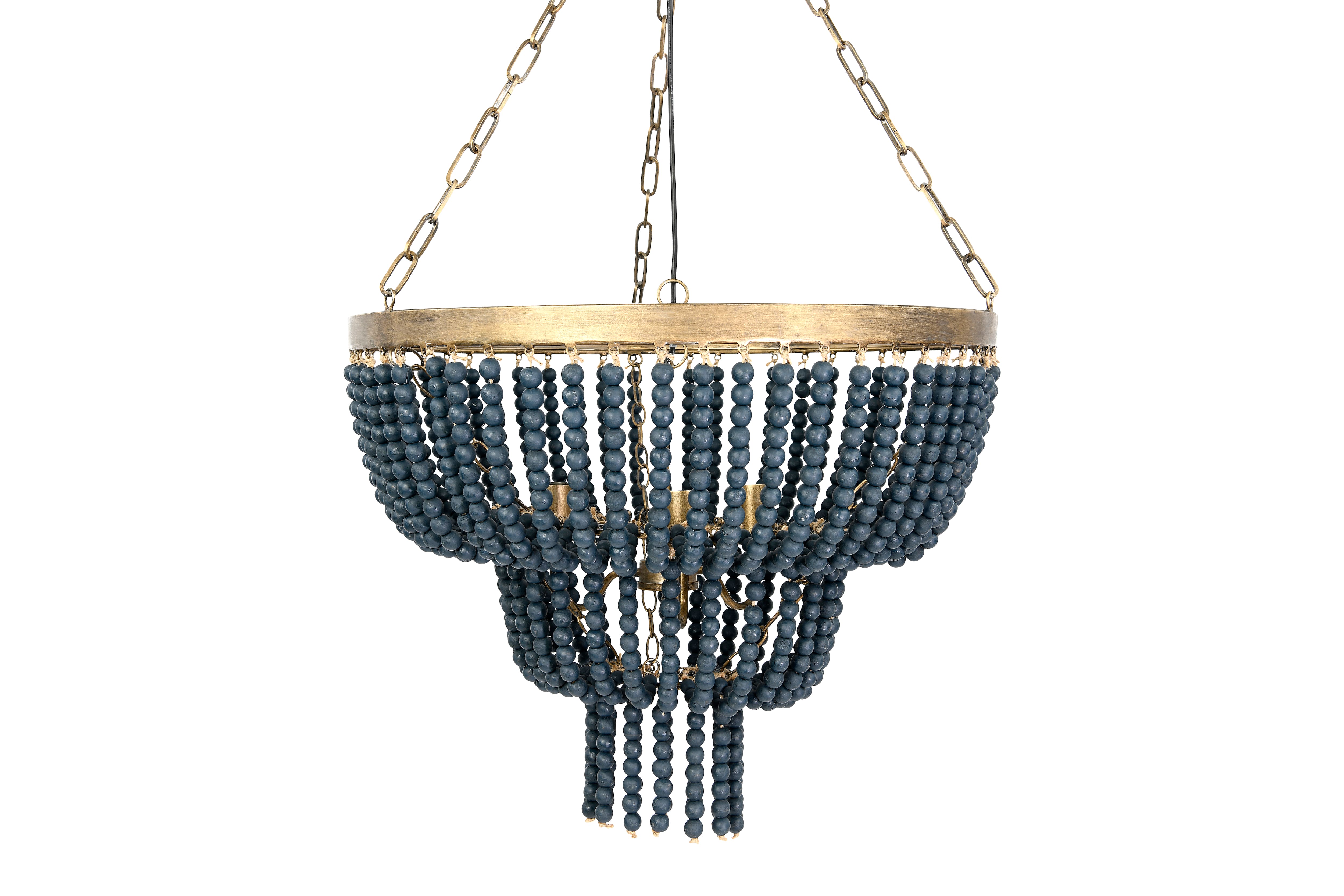 Hello Honey® 25.5" Iron Pendant Light With Blue Wood Beads