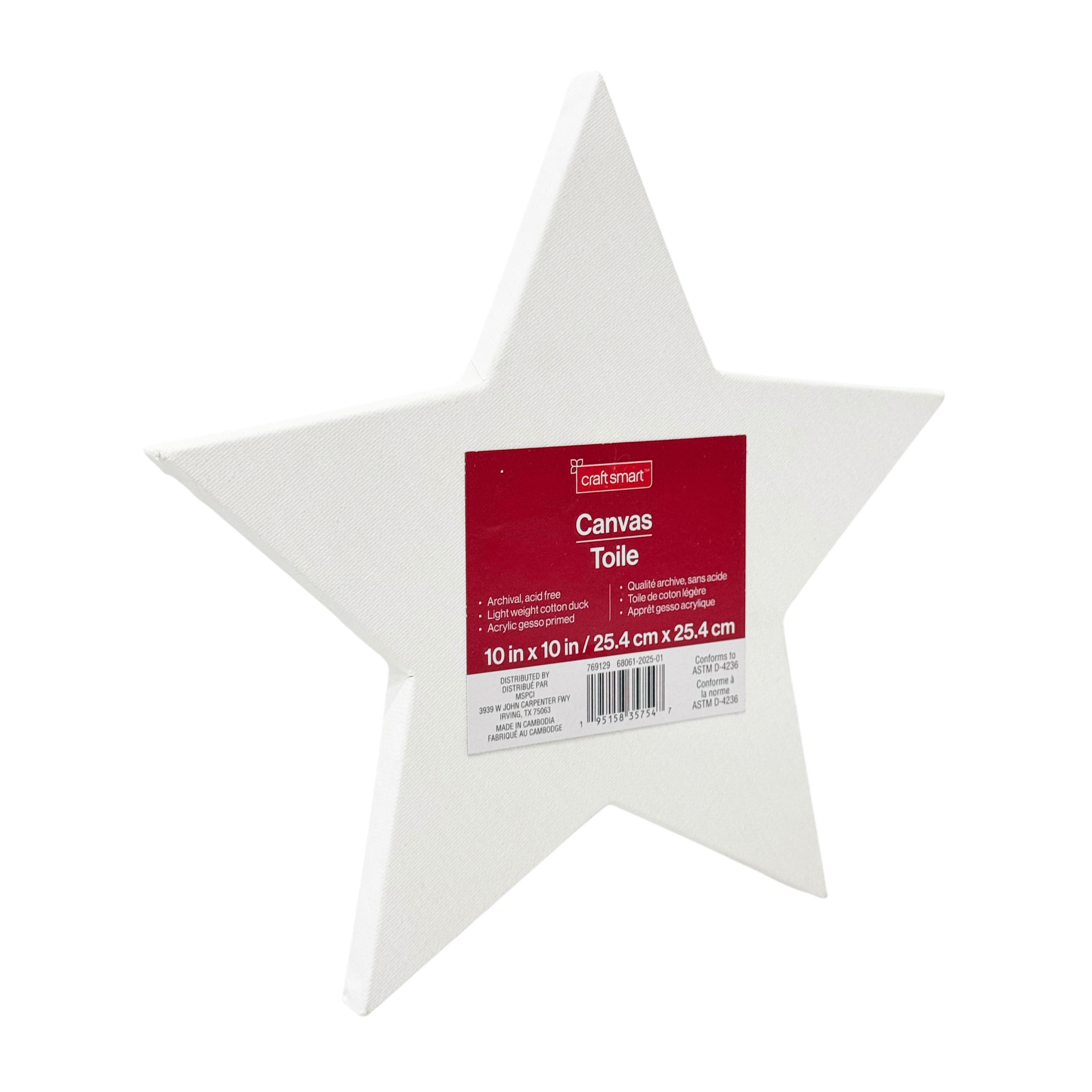 10" x 10" White Star Cotton Duck Canvas by Craft Smart™