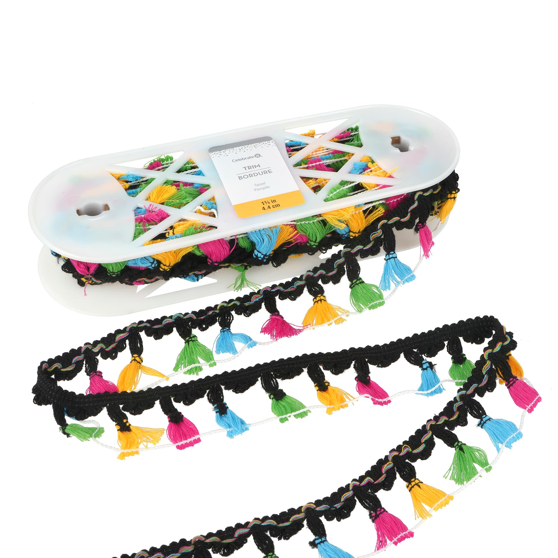 1 3/4&#x22; Black Multicolor Tassel Trim Ribbon by Celebrate It&#xAE;