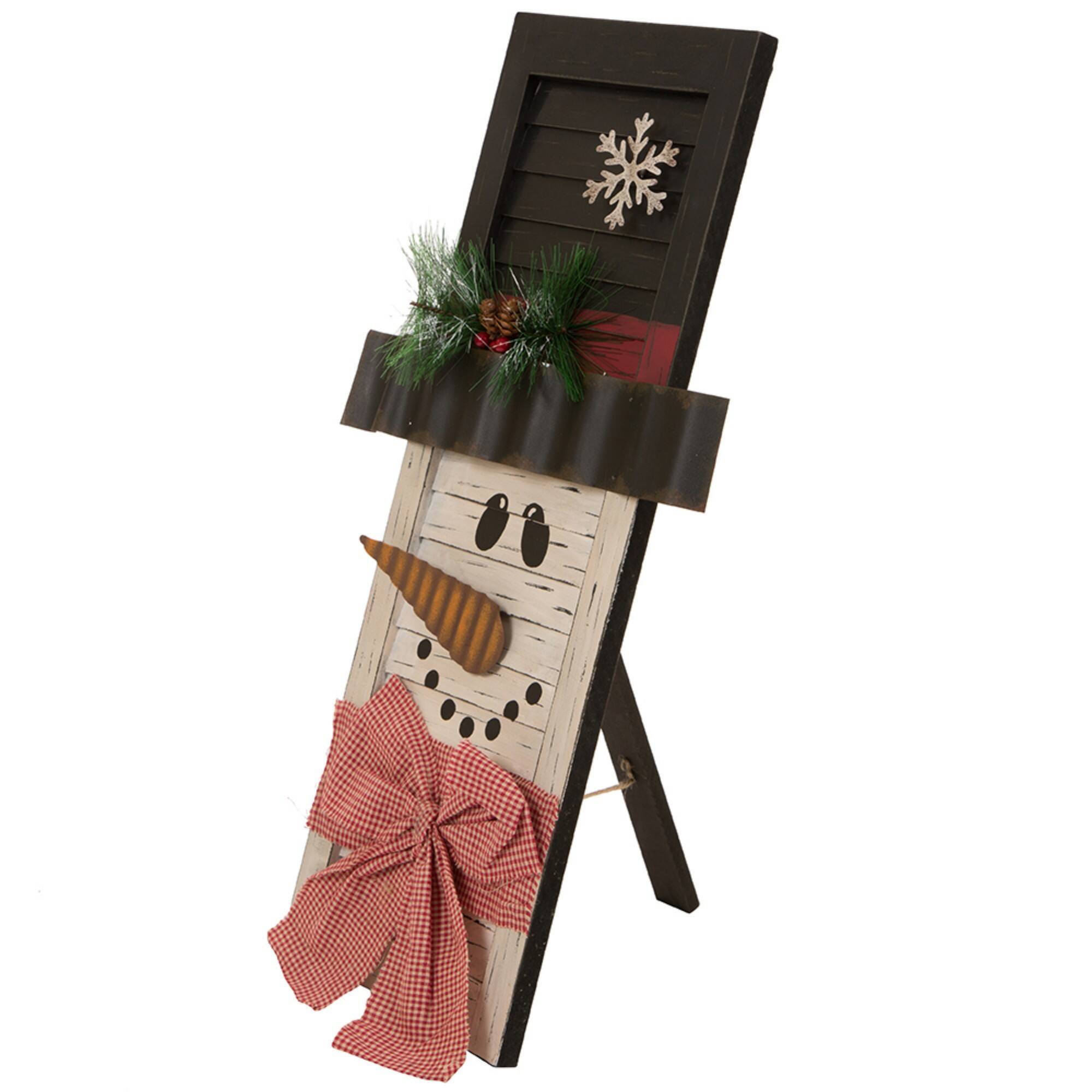 Glitzhome&#xAE; 22&#x22; Wooden Snowman Shutter D&#xE9;cor