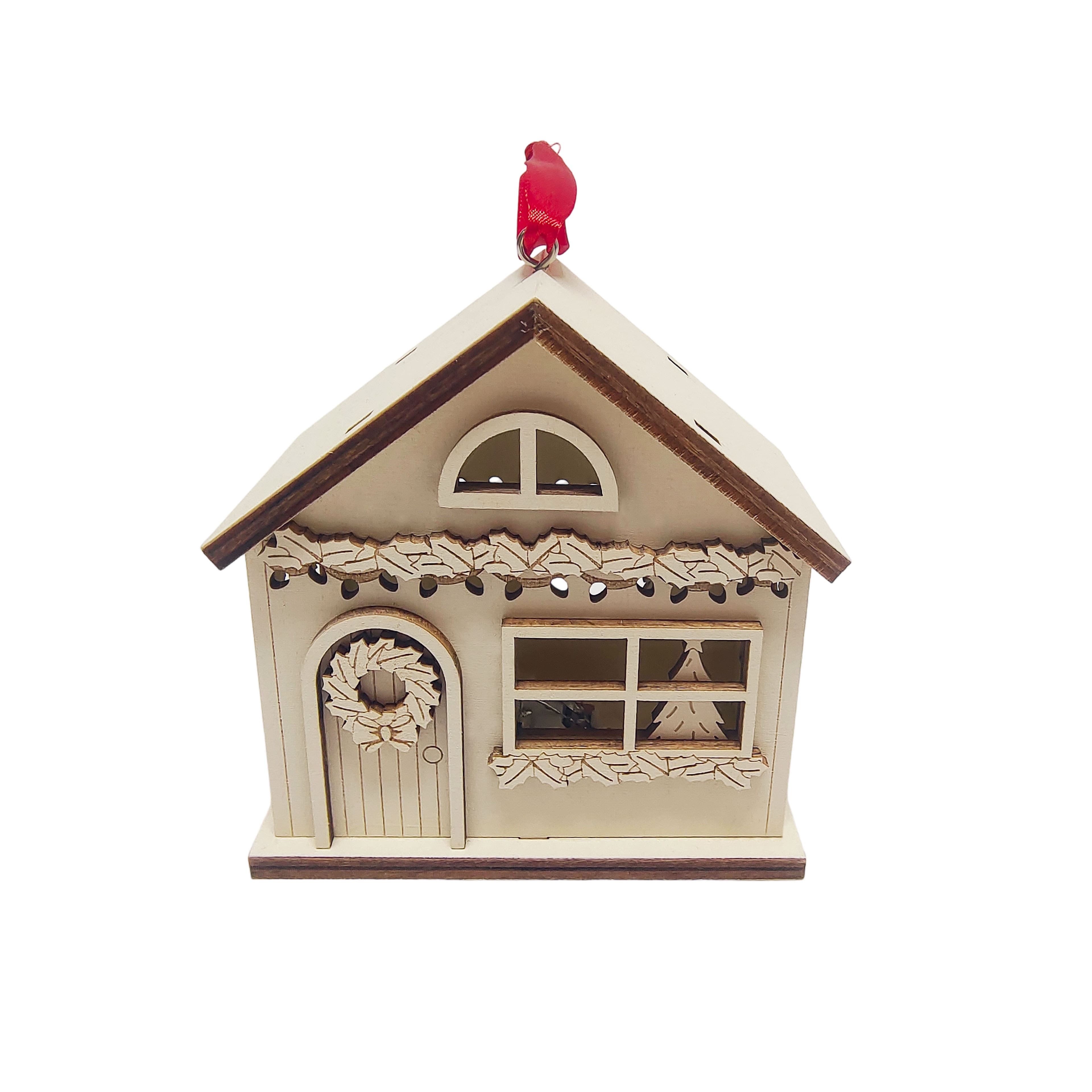 3.75" Unfinished Christmas House DIY LED Wood Ornament by Make Market®