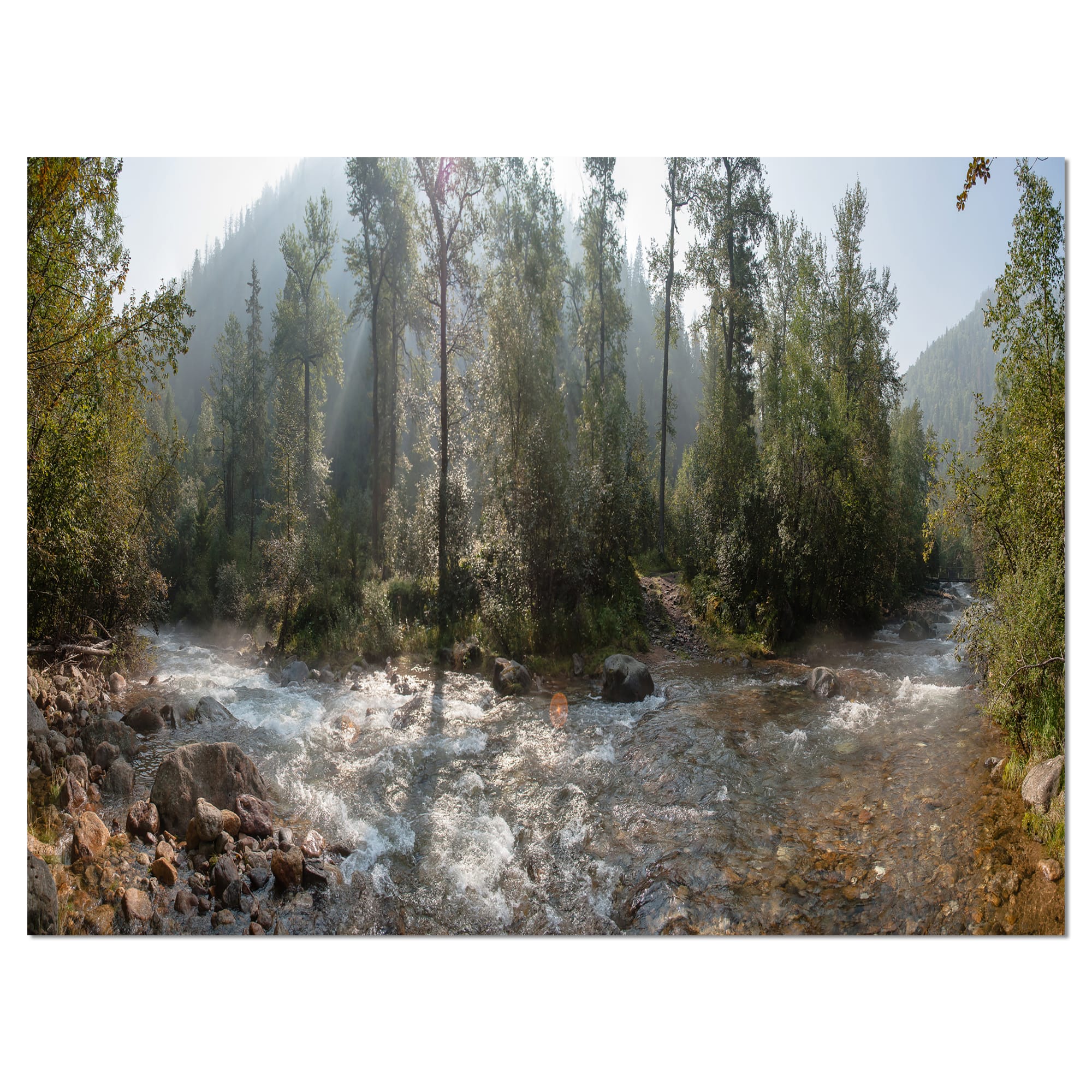Designart - Mountain River Panorama - Landscape Canvas Art Print