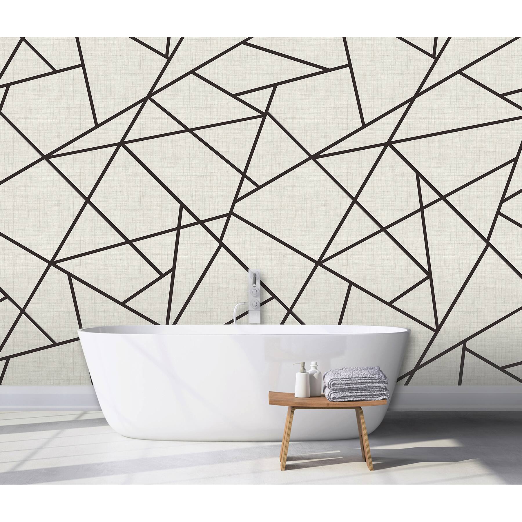 Katie Hunt Black on Dove Gray Modern Lines Wall Mural