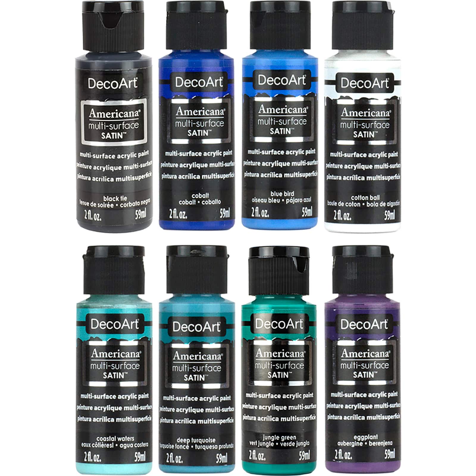 DecoArt&#xAE; Americana&#xAE; Multi-Surface Satin&#x2122; 8 Color Blue Mandala Acrylic Paint Set