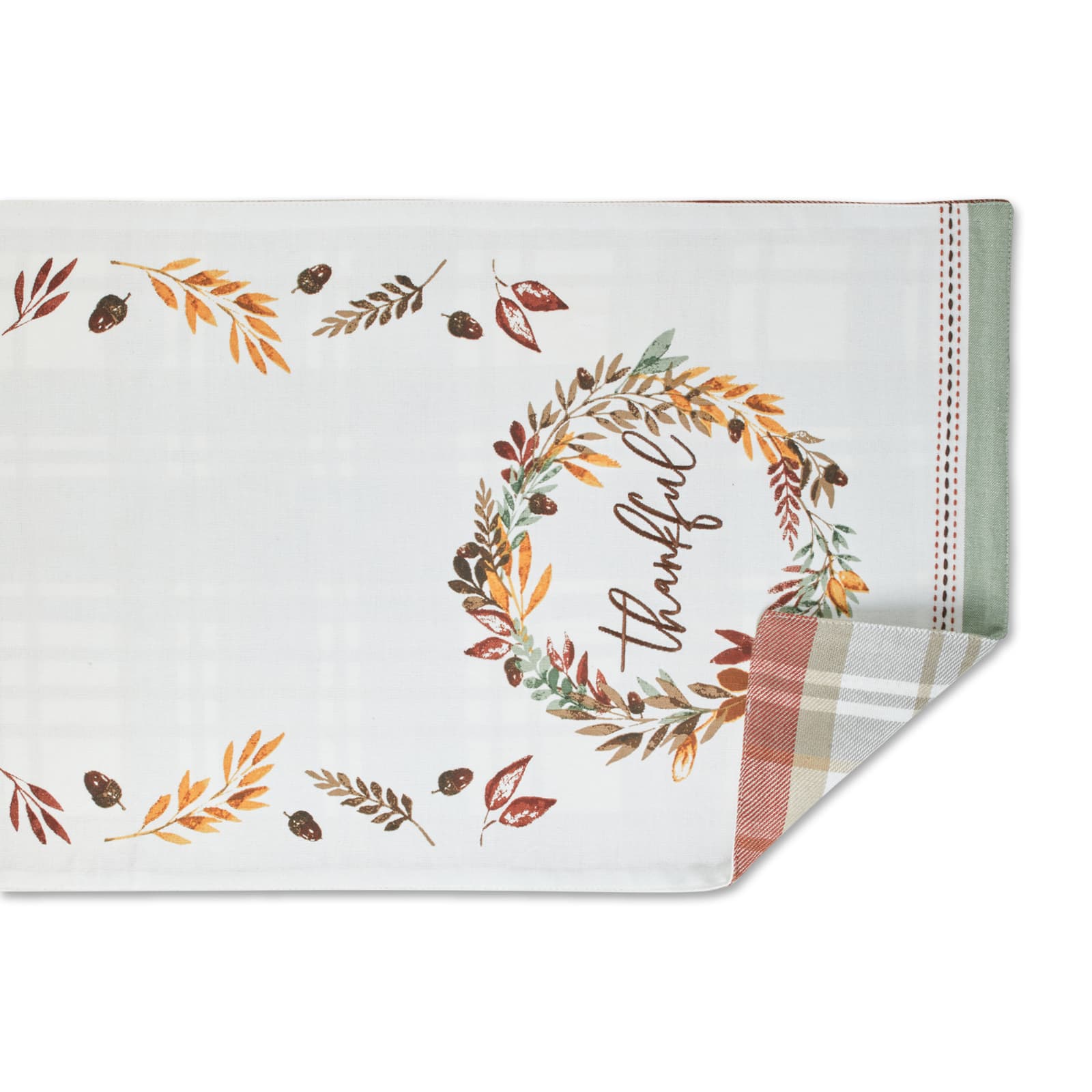 DII® 72" Thanksgiving Thankful Autumn, Fall Leaves, Reversible Table Runner
