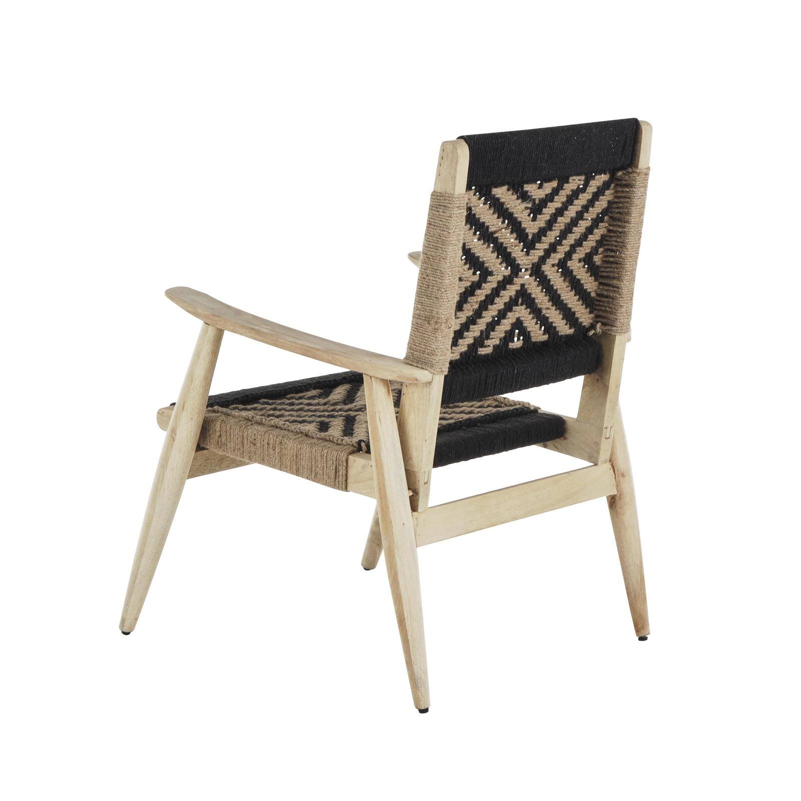 24" x 33" Black Jute Rope Woven Accent Chair 