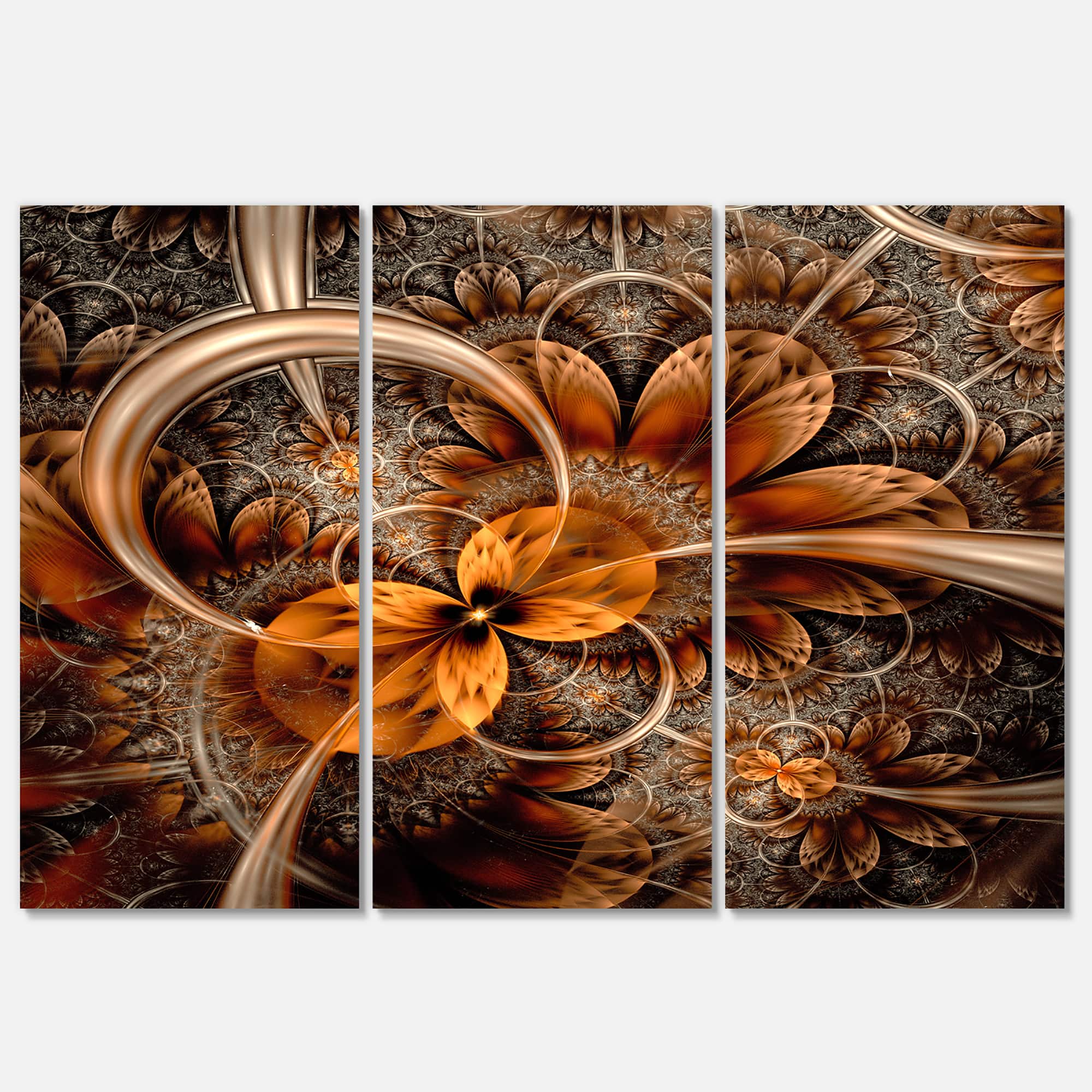 Designart - Dark Orange Fractal Flower - Abstract Canvas Art Print