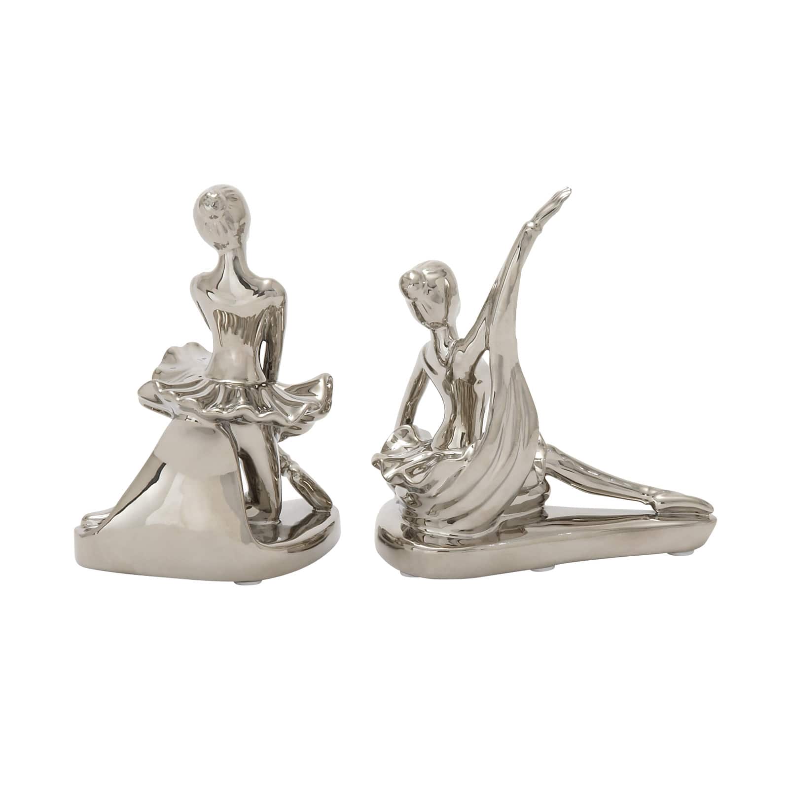 Silver Porcelain Sitting Ballerina Decoration Set