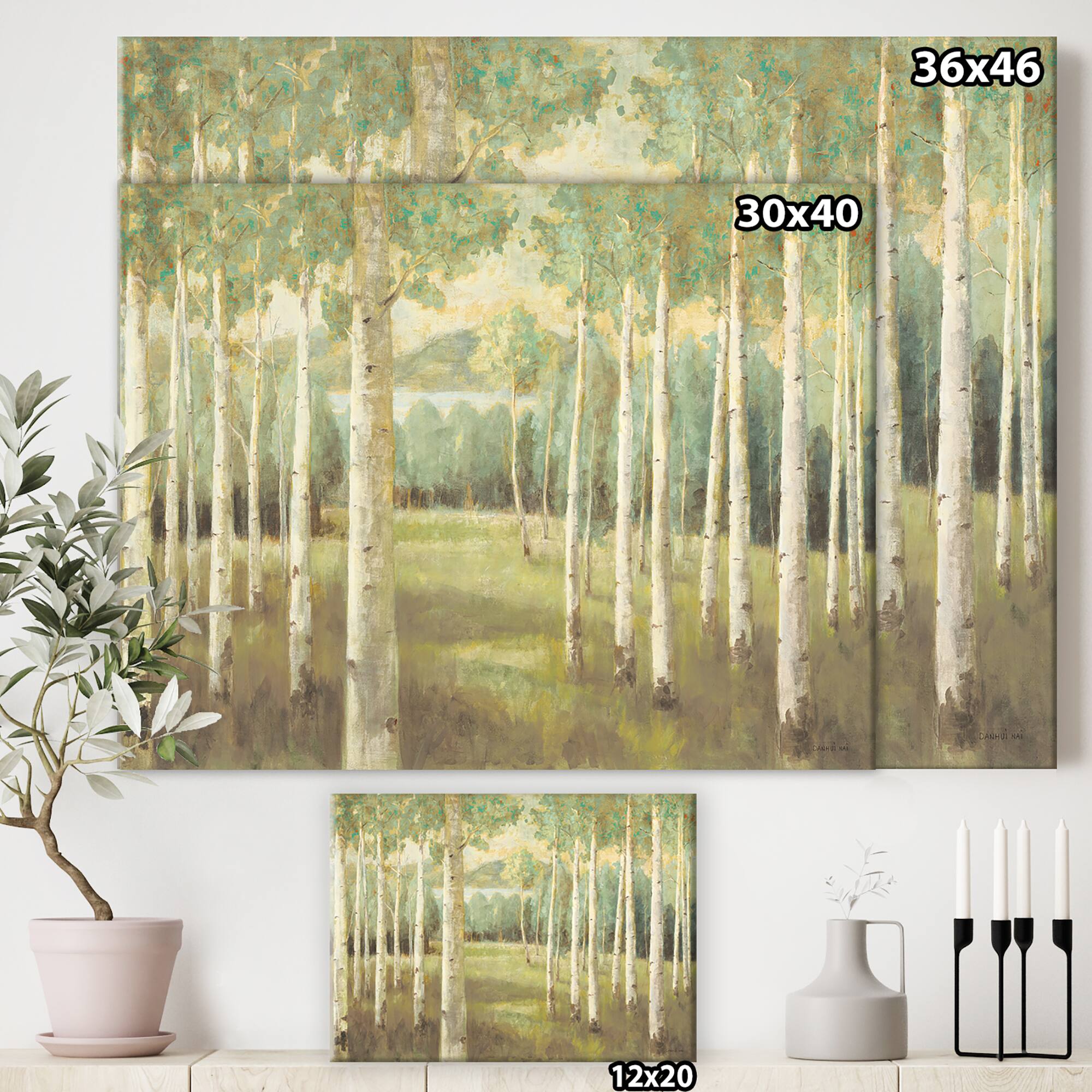 Designart - Aspens Neutral Forest - Traditional Gallery-wrapped Canvas