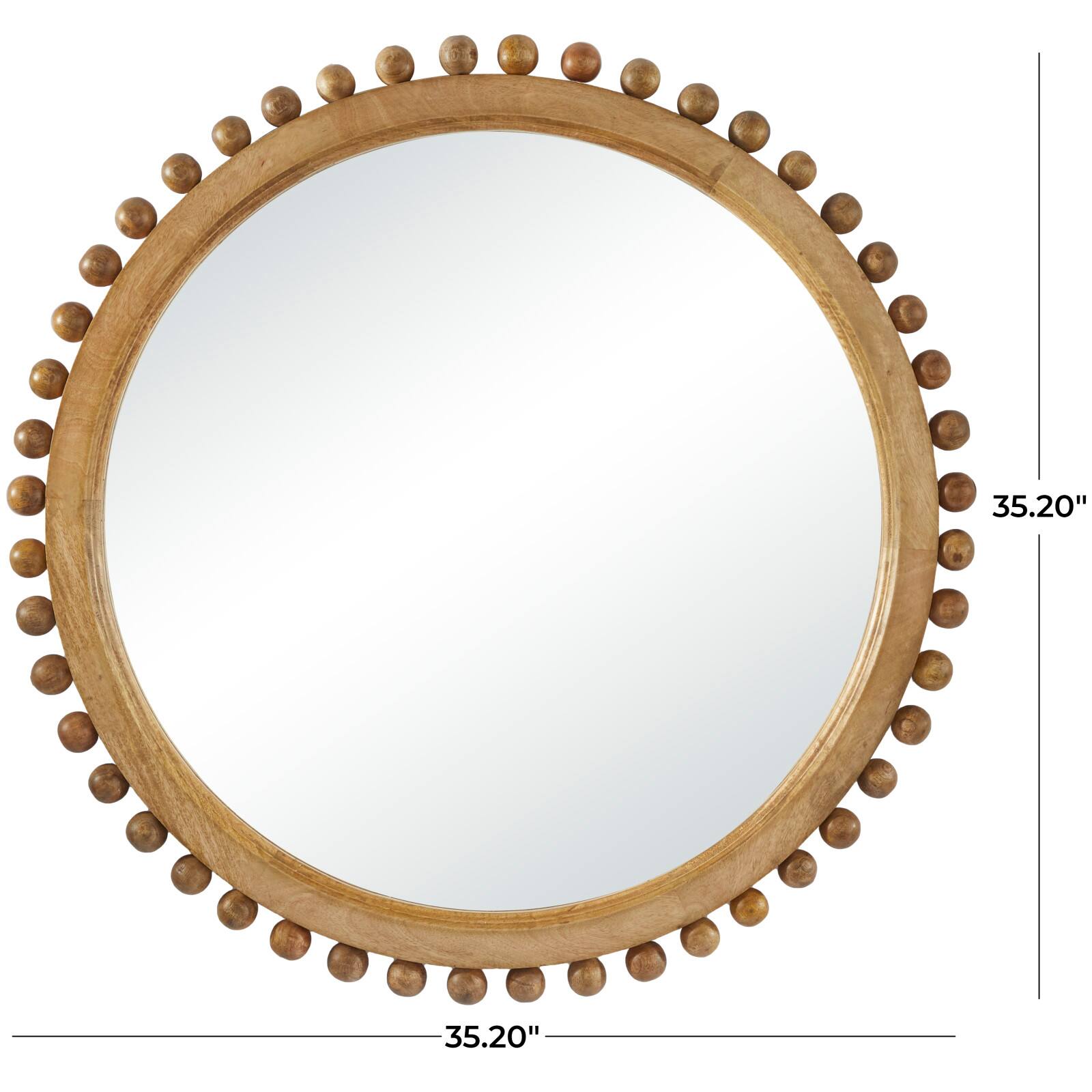35" Mango Wood Beaded Ball Frame Wall Mirror