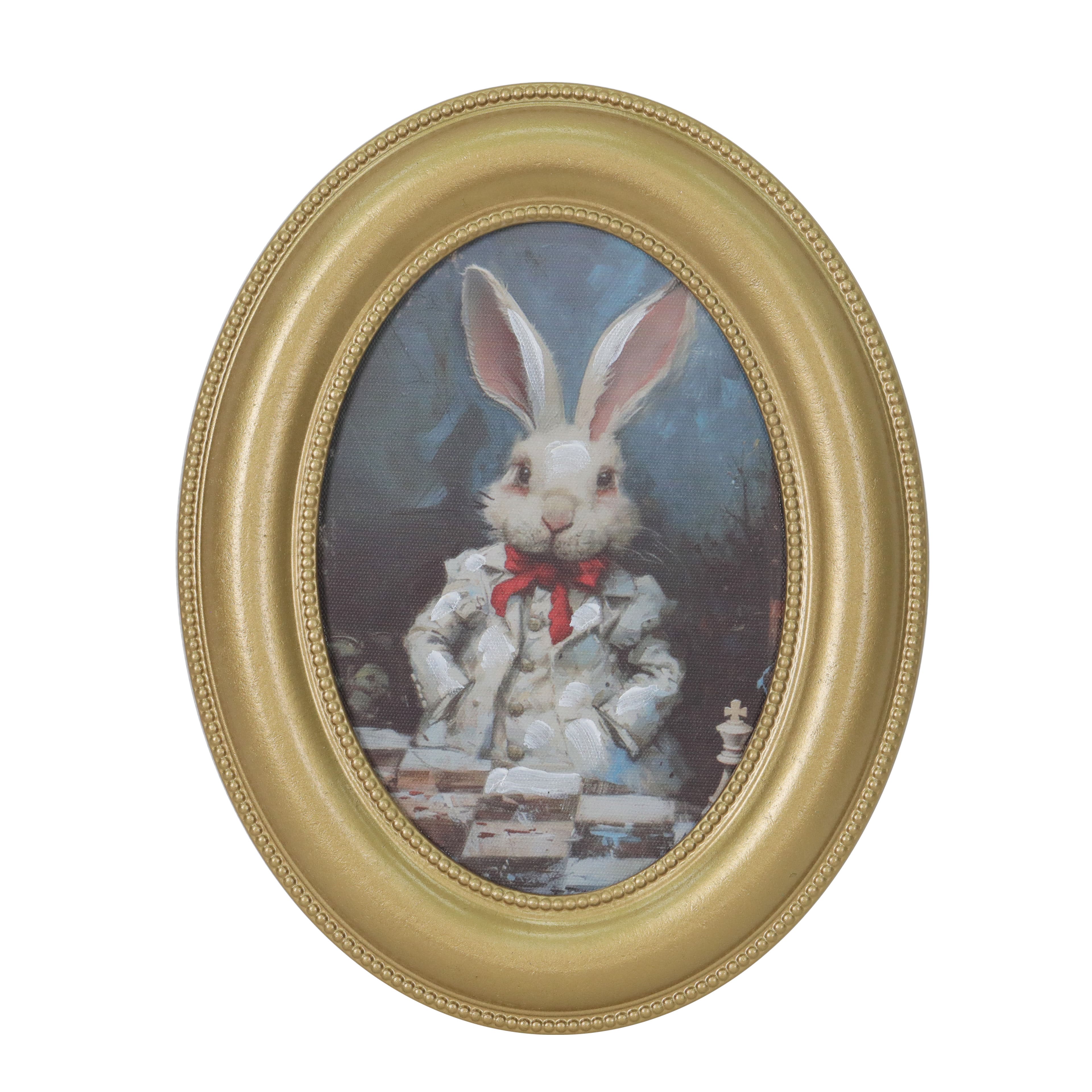 9.25" Gold Framed White Rabbit Wall Art by Ashland®