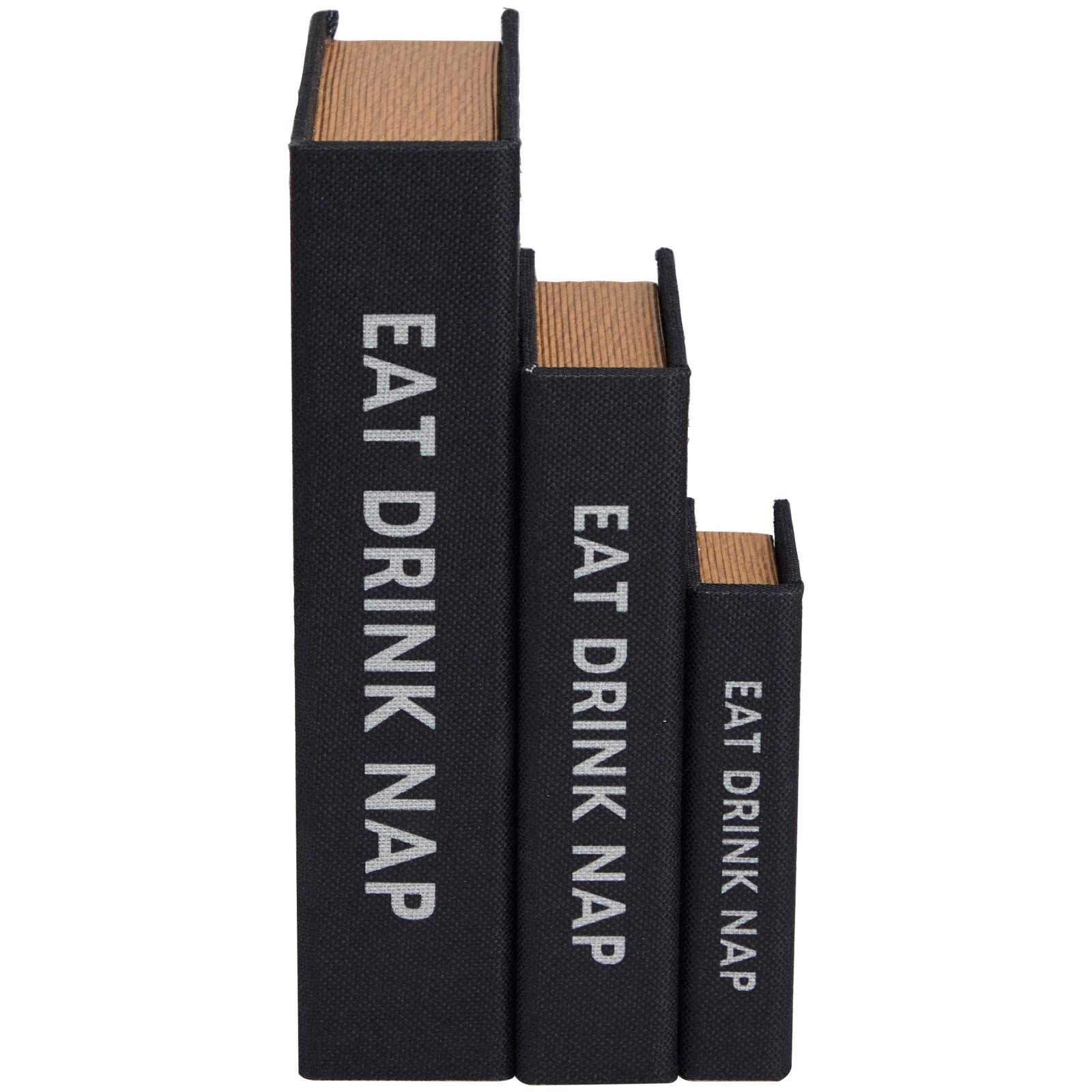 Black Eat Drink Nap Linen Storage Book Box Set