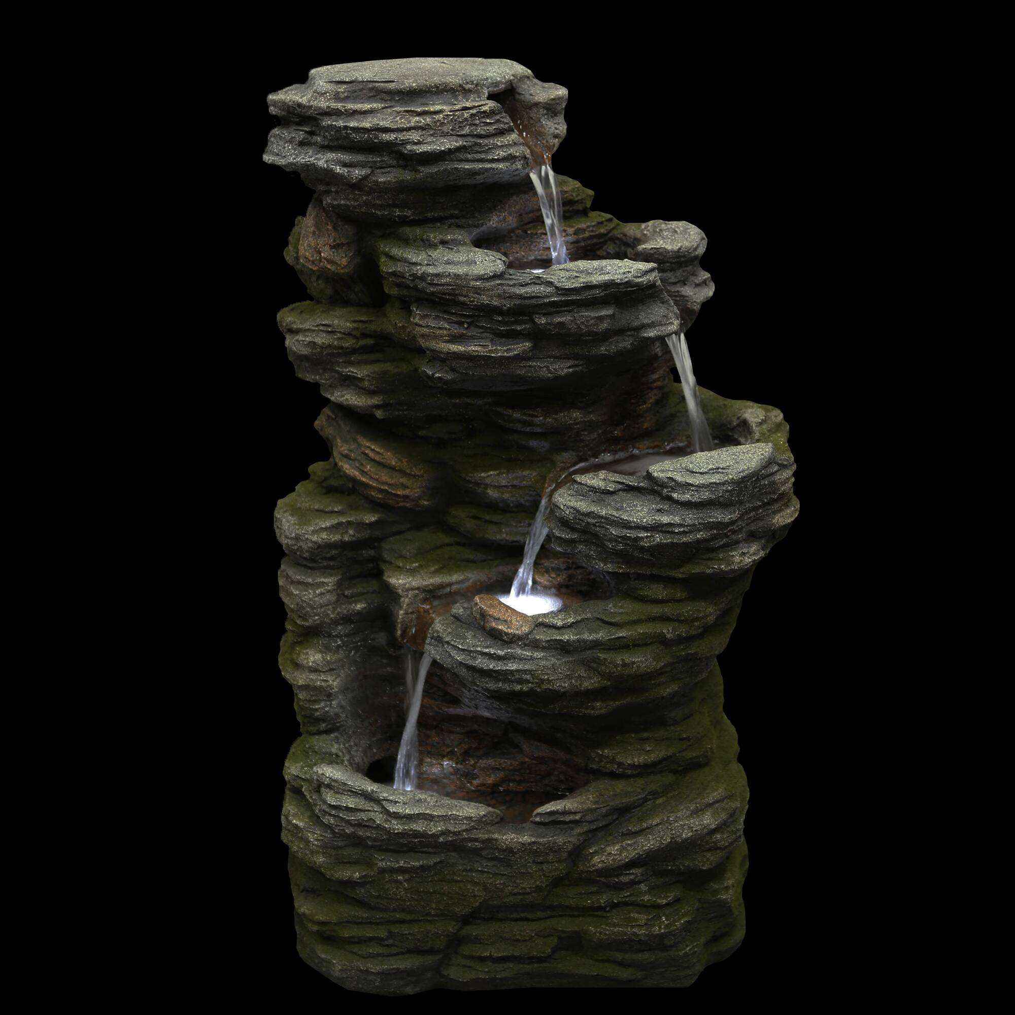 25&#x22; Gray LED 5-Tier Outdoor Garden Water Fountain