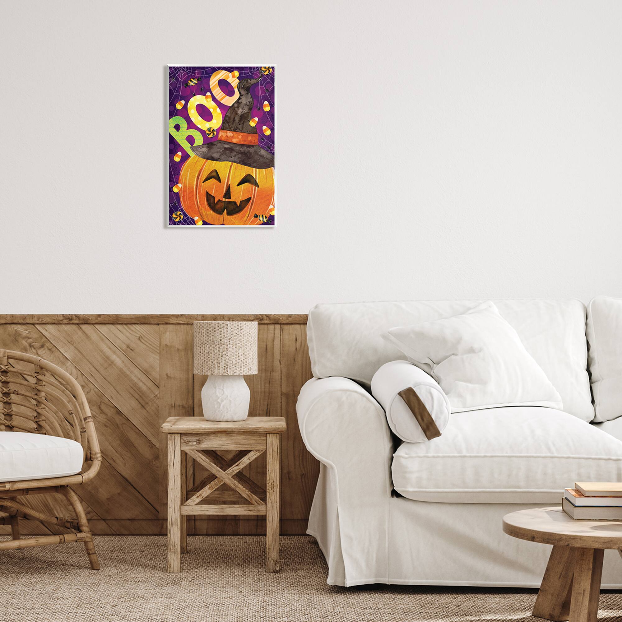 Stupell Industries Boo Jack-o-Lantern Halloween Candy Wall Plaque Art