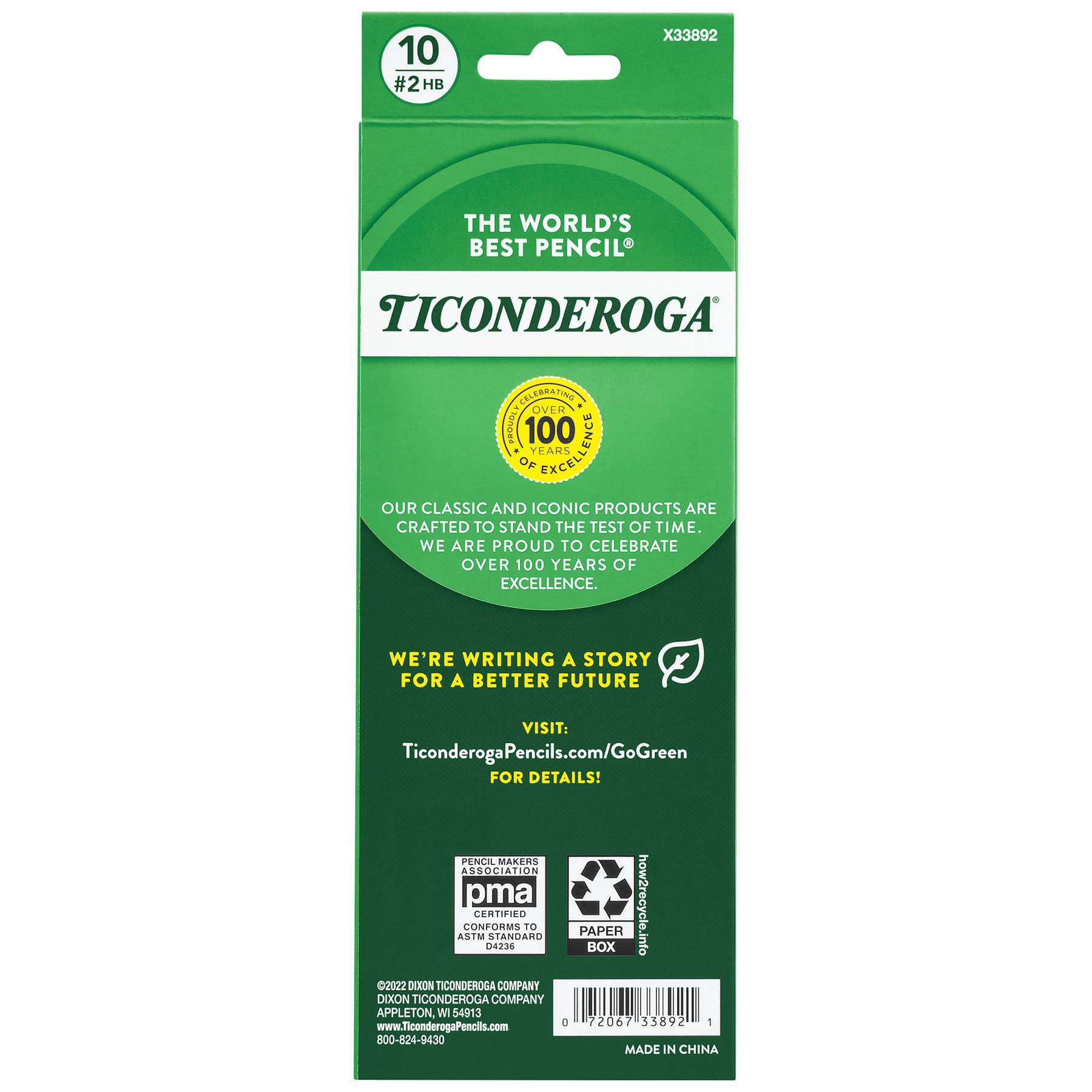 Ticonderoga® No.2 HB Classic Yellow Wood-Cased Pencils, 10ct.