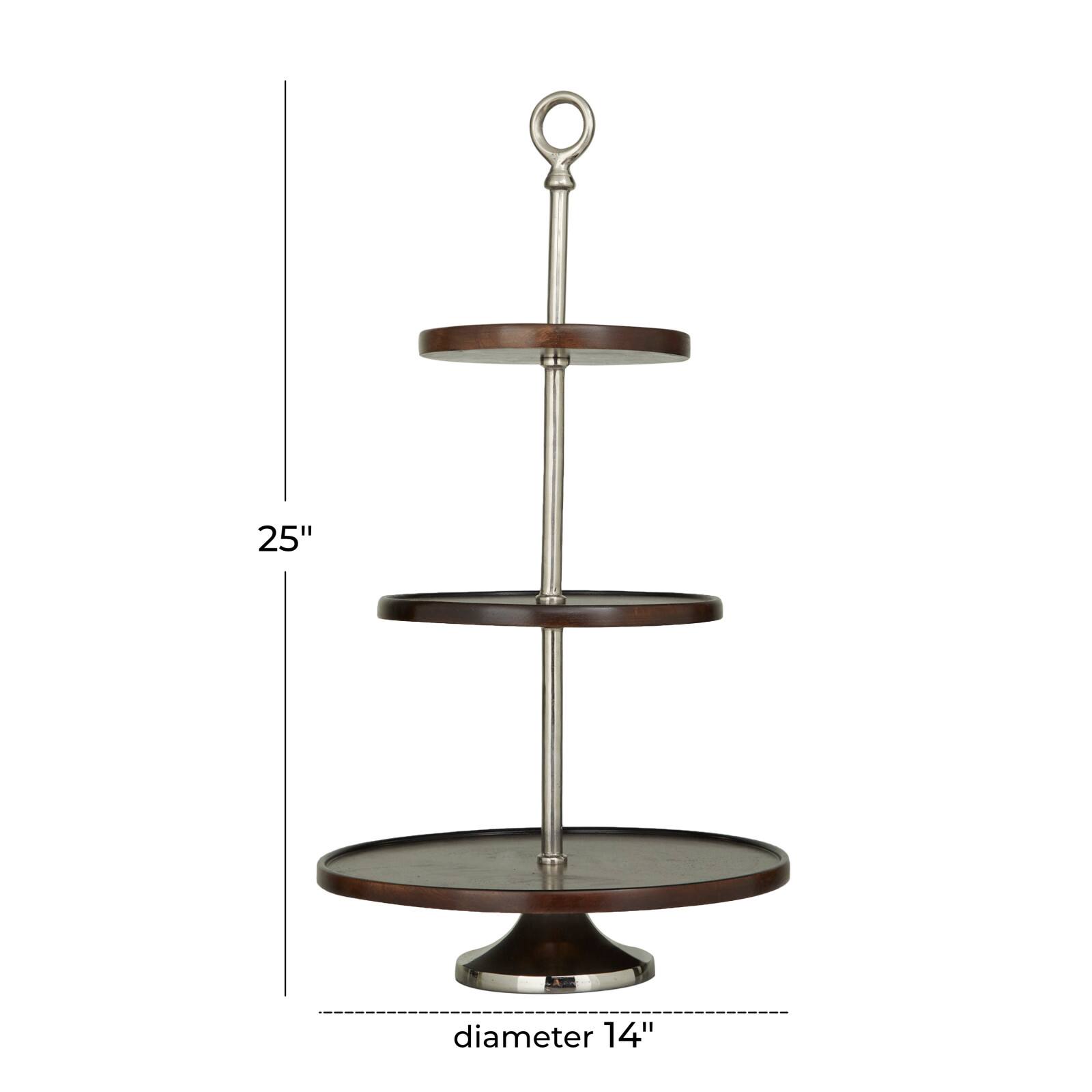 25&#x22; Brown Coastal Tiered Decorative Serving Tray