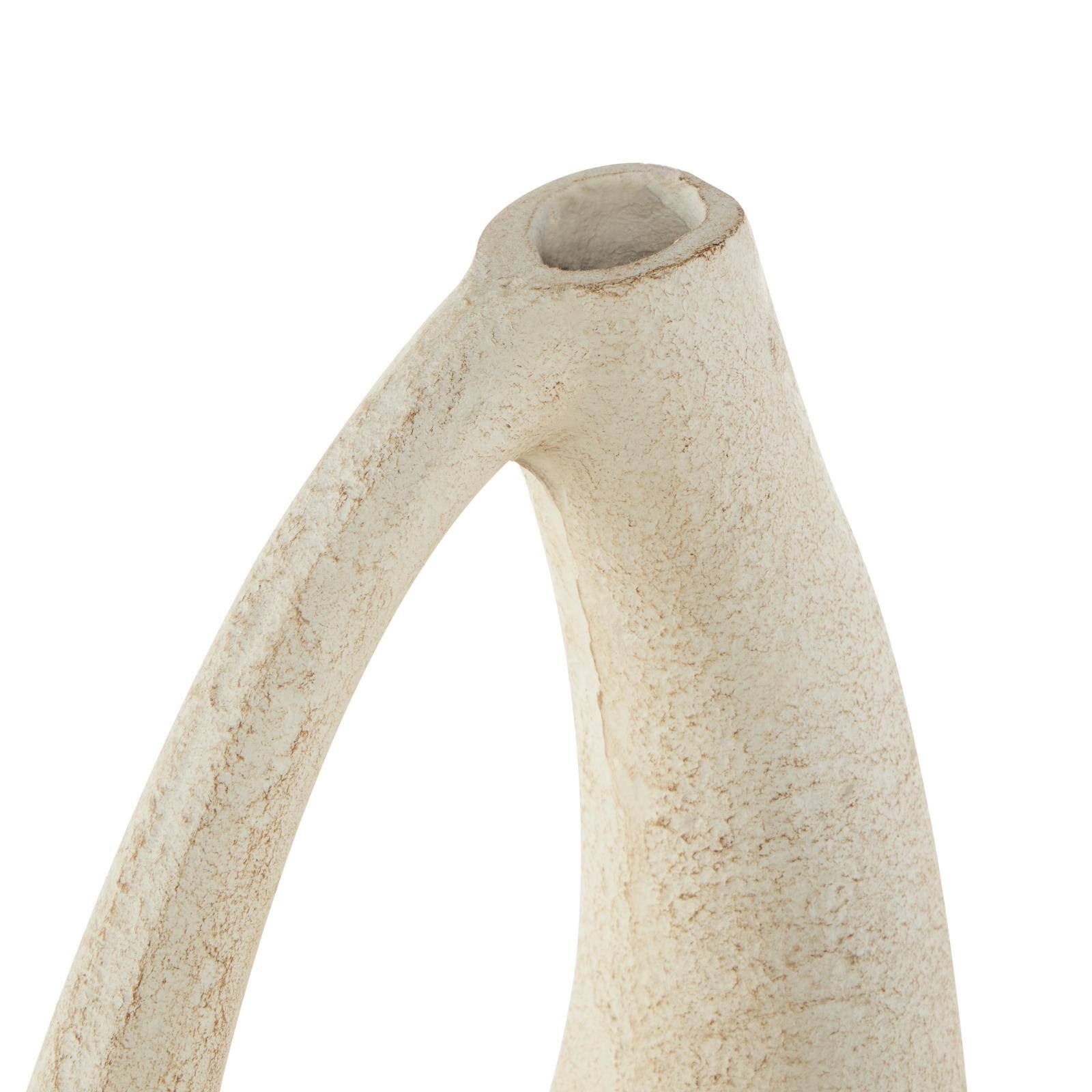 14&#x22; Cream Abstract Cutout Paper Mache Vase 
