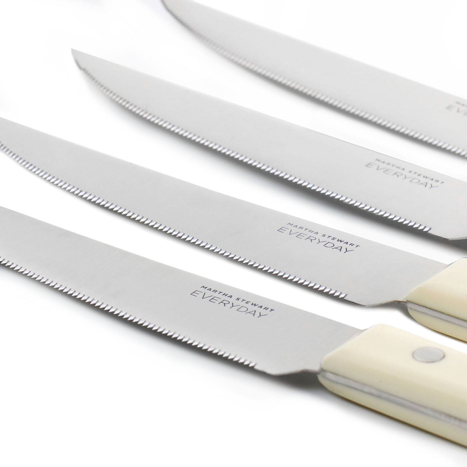 Martha Stewart Everyday 4-Piece White Stainless Steel Steak Knife Set