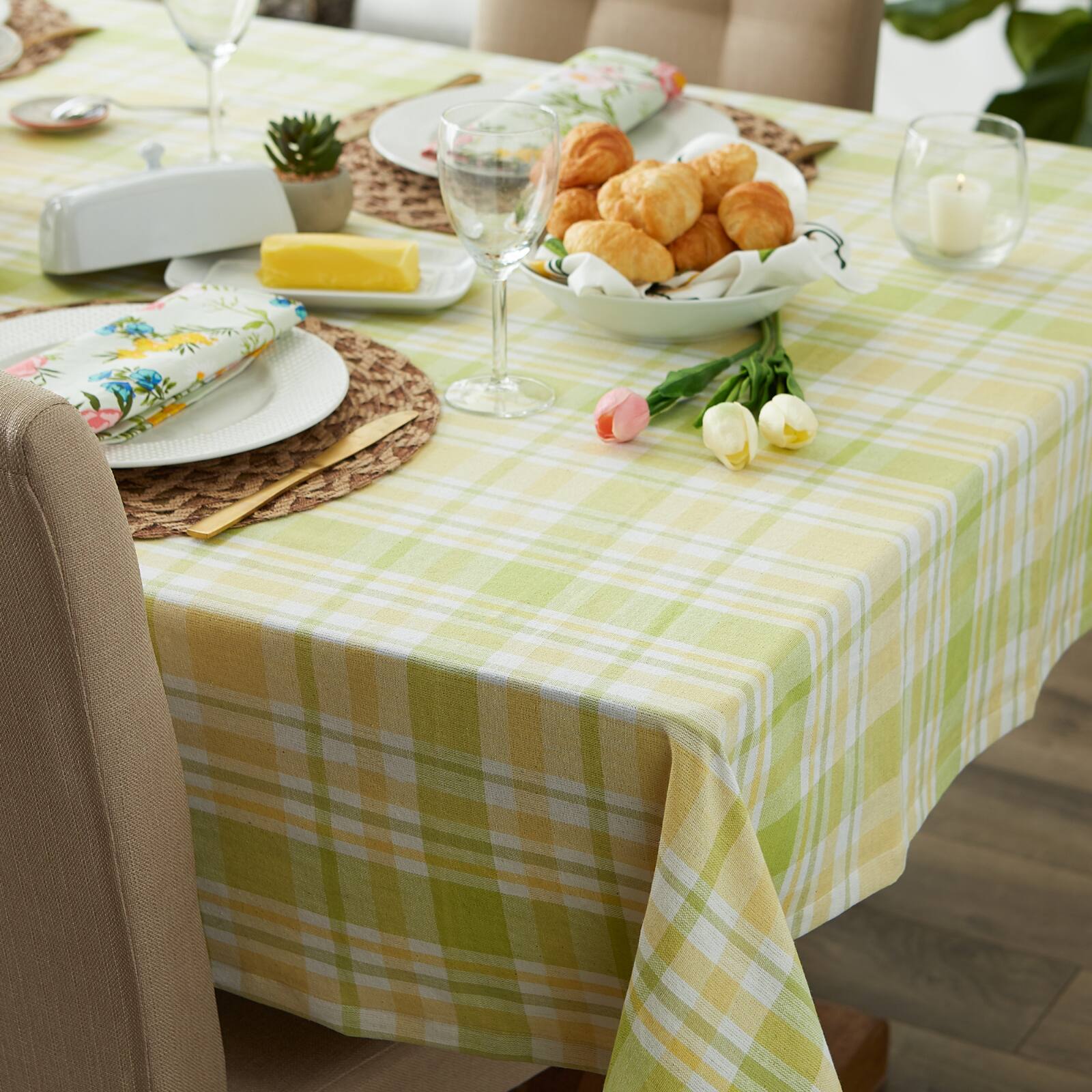Lemon Bliss Plaid Tablecloth 60" x 84"