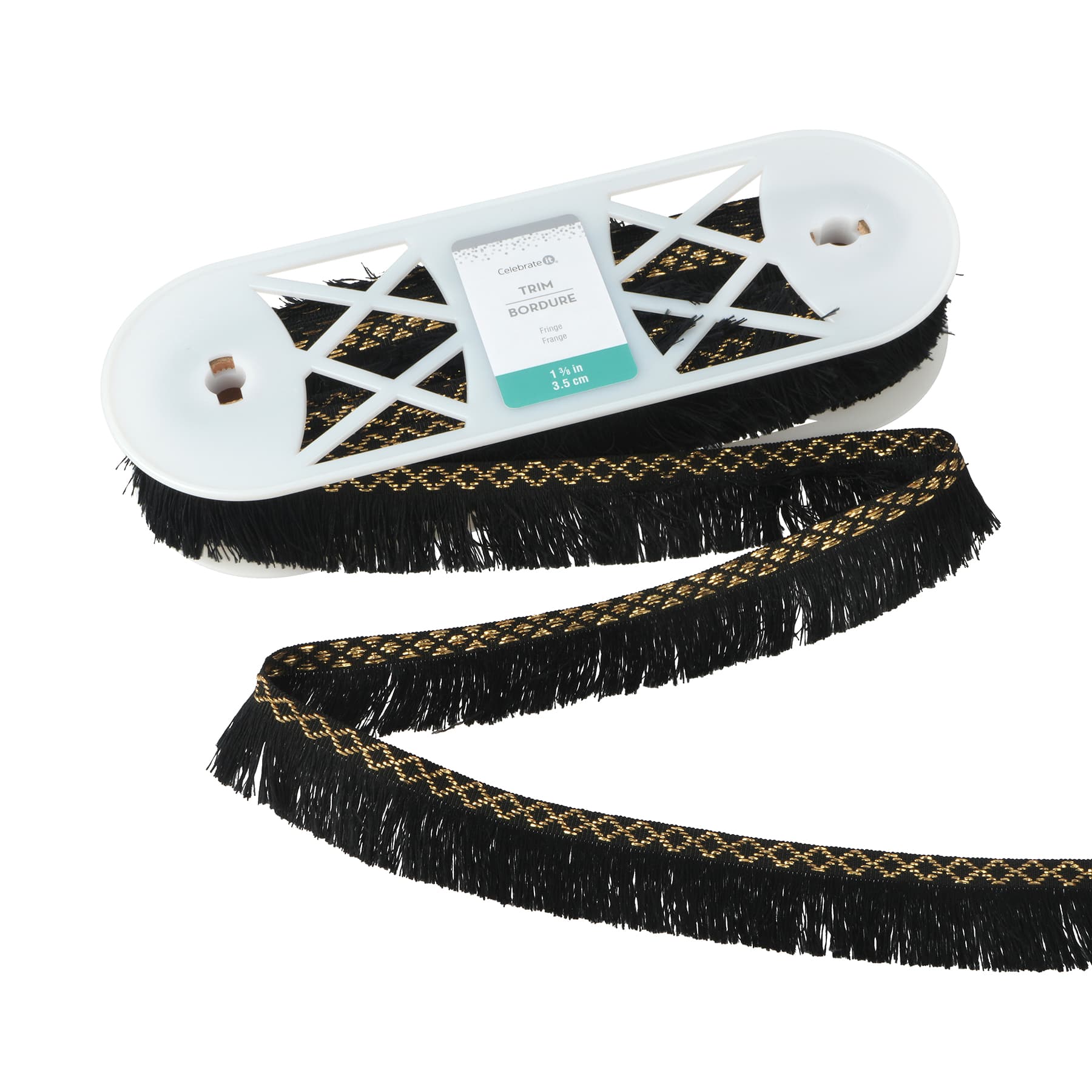 1.375" Black & Gold Tassel Fringe Trim by Celebrate It®