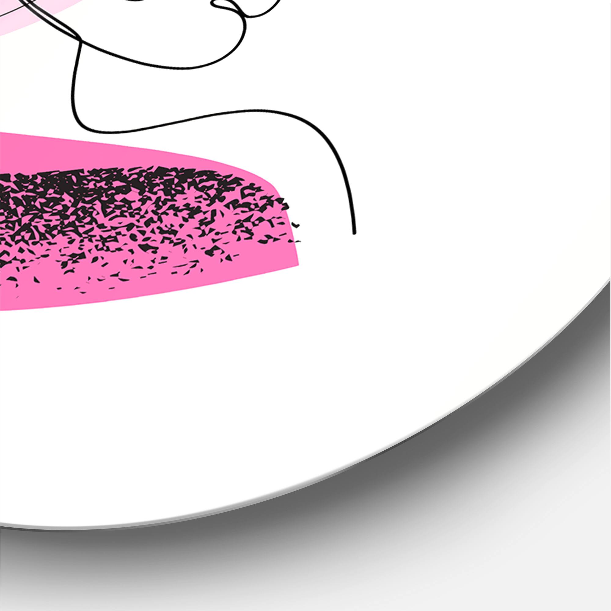 Designart - One Line Portrait of Afro American Women I - Modern Metal Circle Wall Art