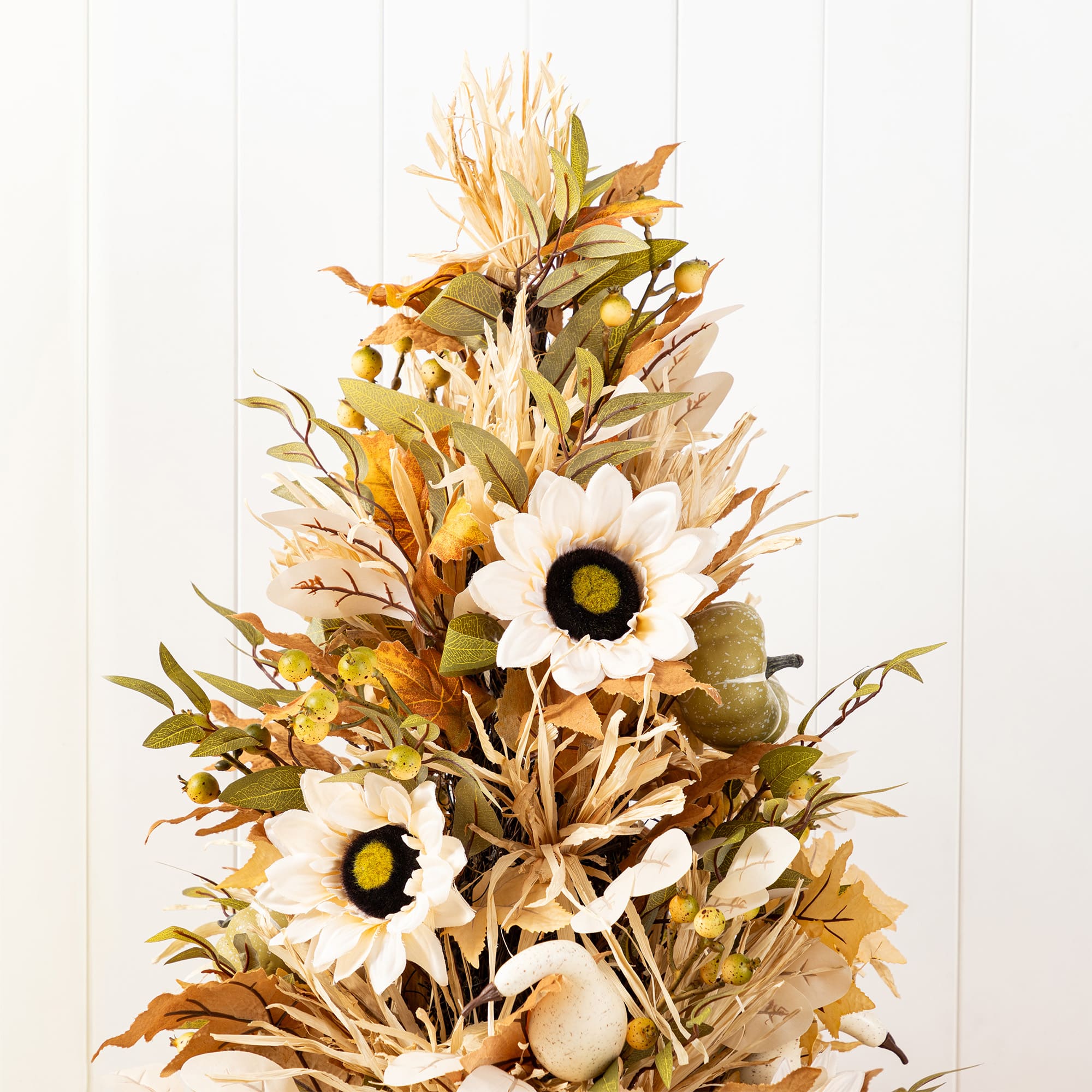 Glitzhome&#xAE; 36&#x22; Fall Neutral Sunflower, Pumpkin and Leaf Porch Tree
