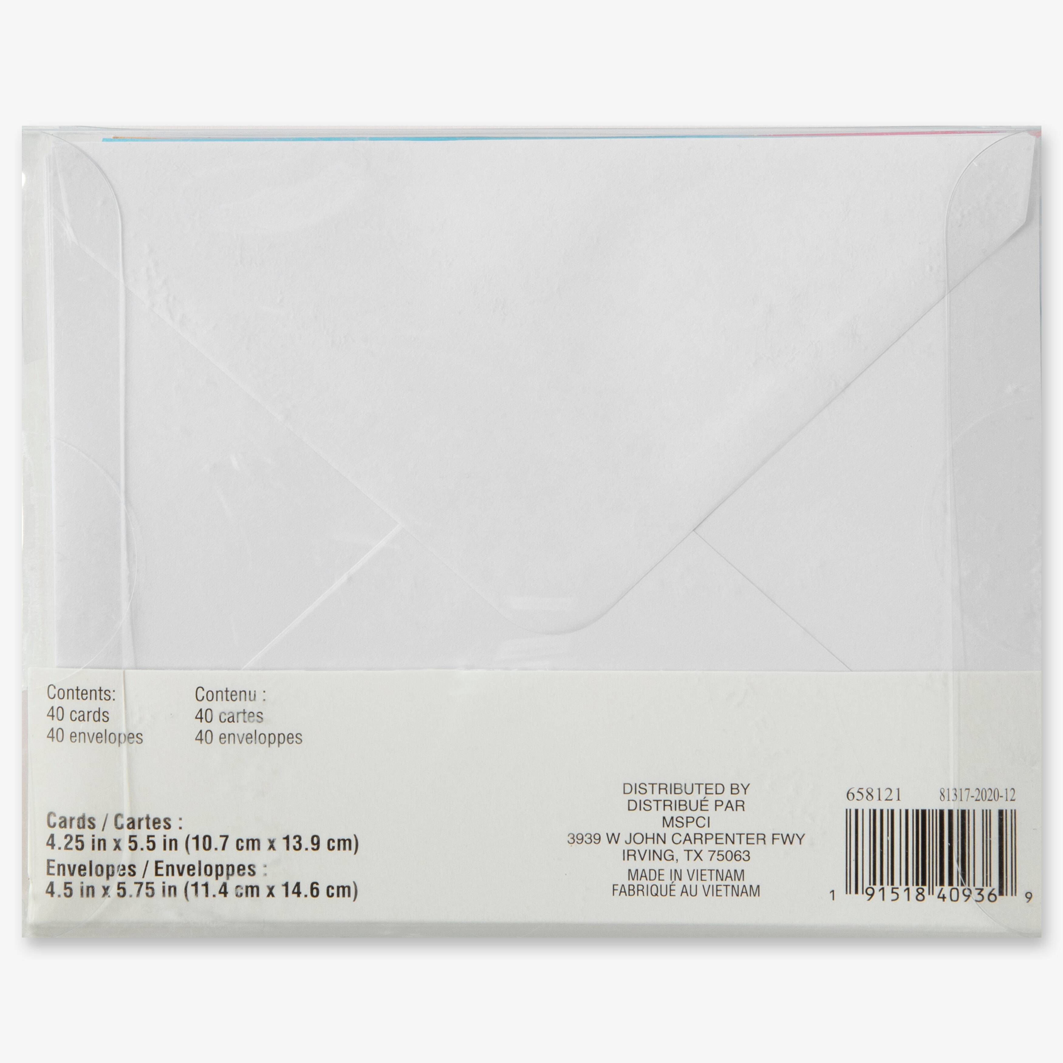 12 Packs: 40 ct. (480 total) 4.25" x 5.5" Solid Rainbow Cards & Envelopes by Recollections™