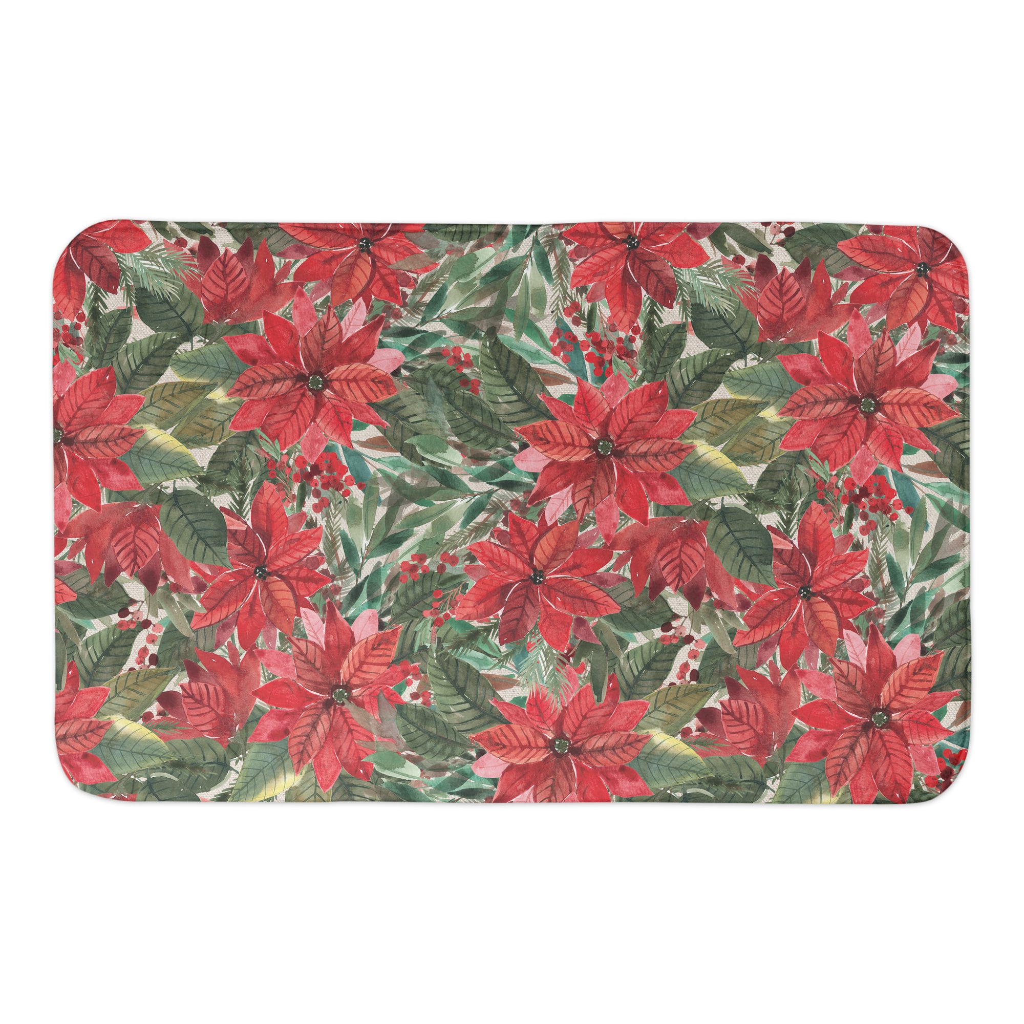 Poinsettia Pattern Bath Mat