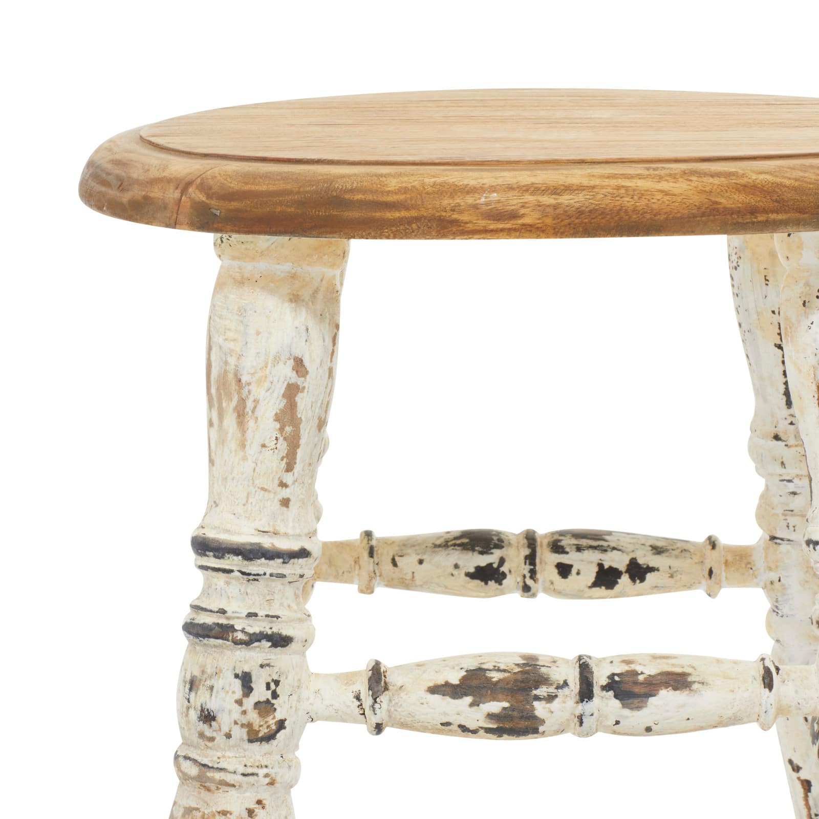 18&#x22; White Wood Farmhouse Stool