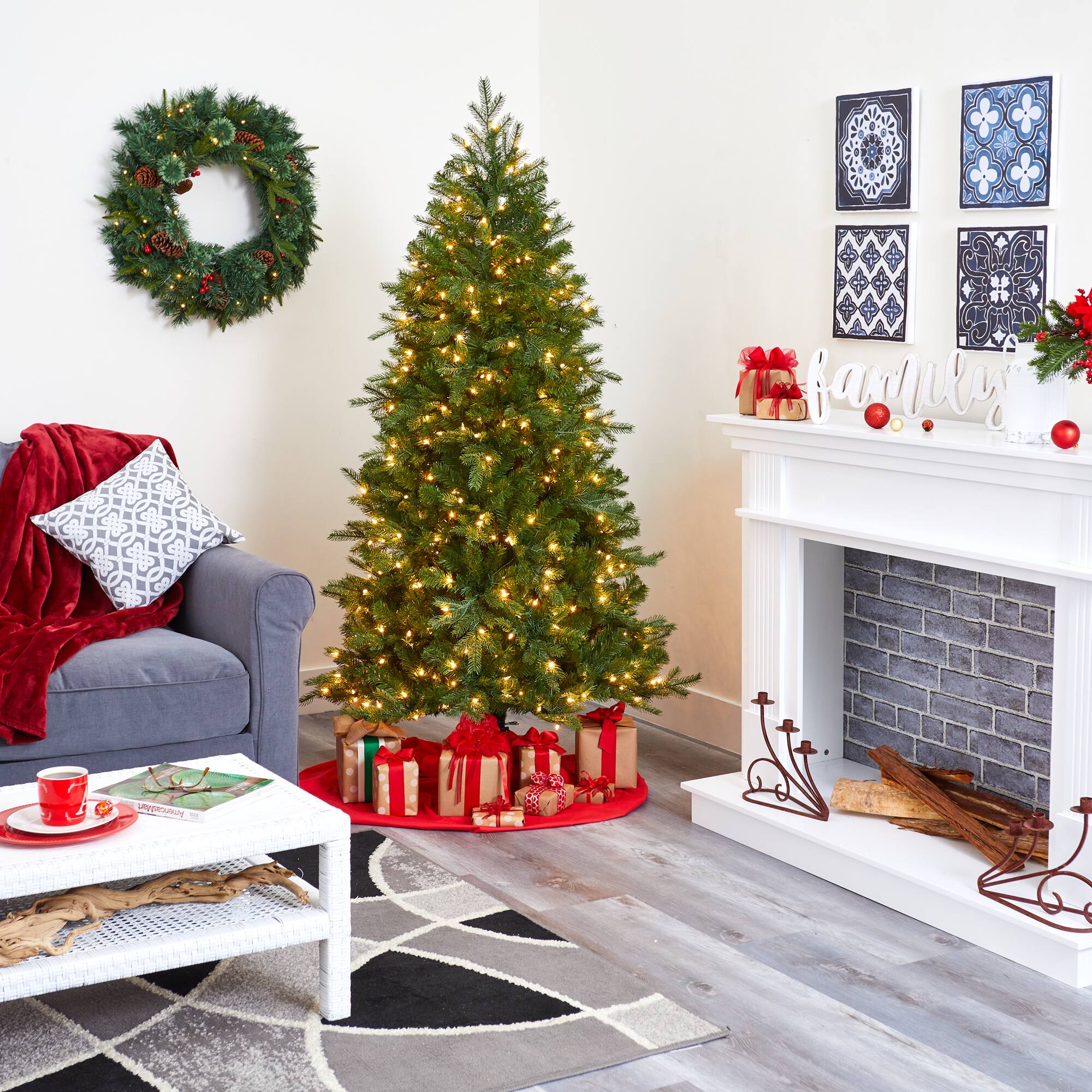 6ft. Pre-Lit Vienna Fir Artificial Christmas Tree, Warm White LED Lights