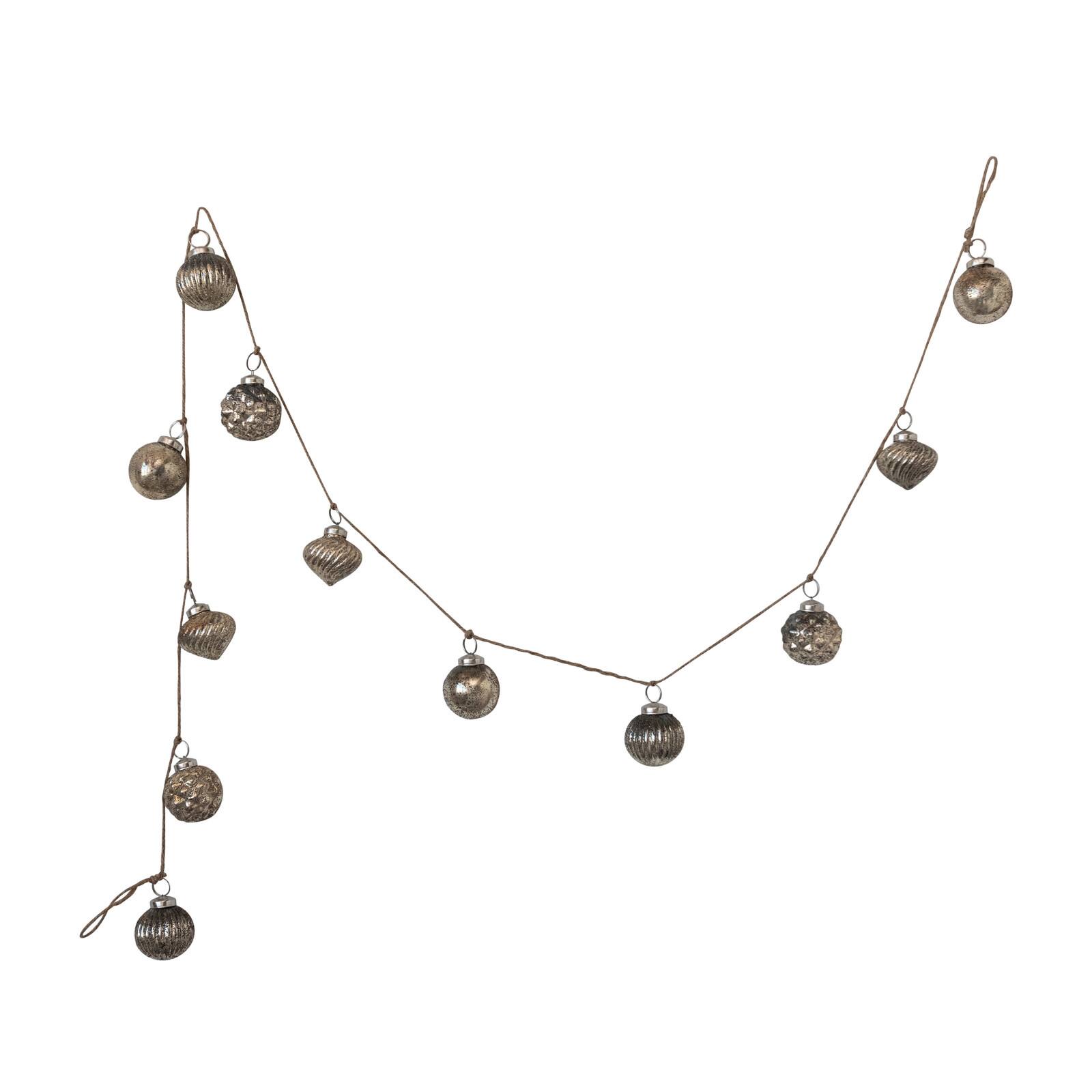 Hello Honey&#xAE; 6ft. Antique Silver Finish Embossed Mercury Glass Ornament Garland