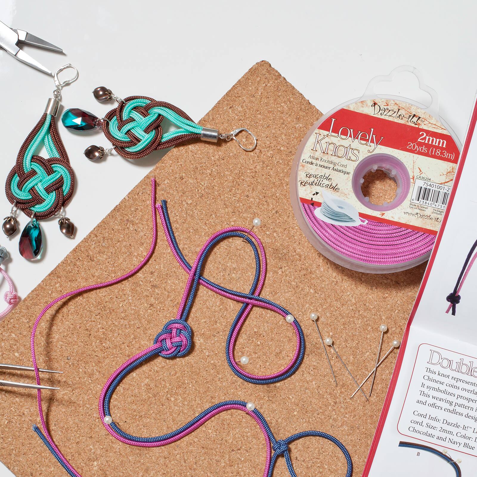 John Bead Lovely Knots 1mm Asian Knotting Cord with Bobbin, 50yd.