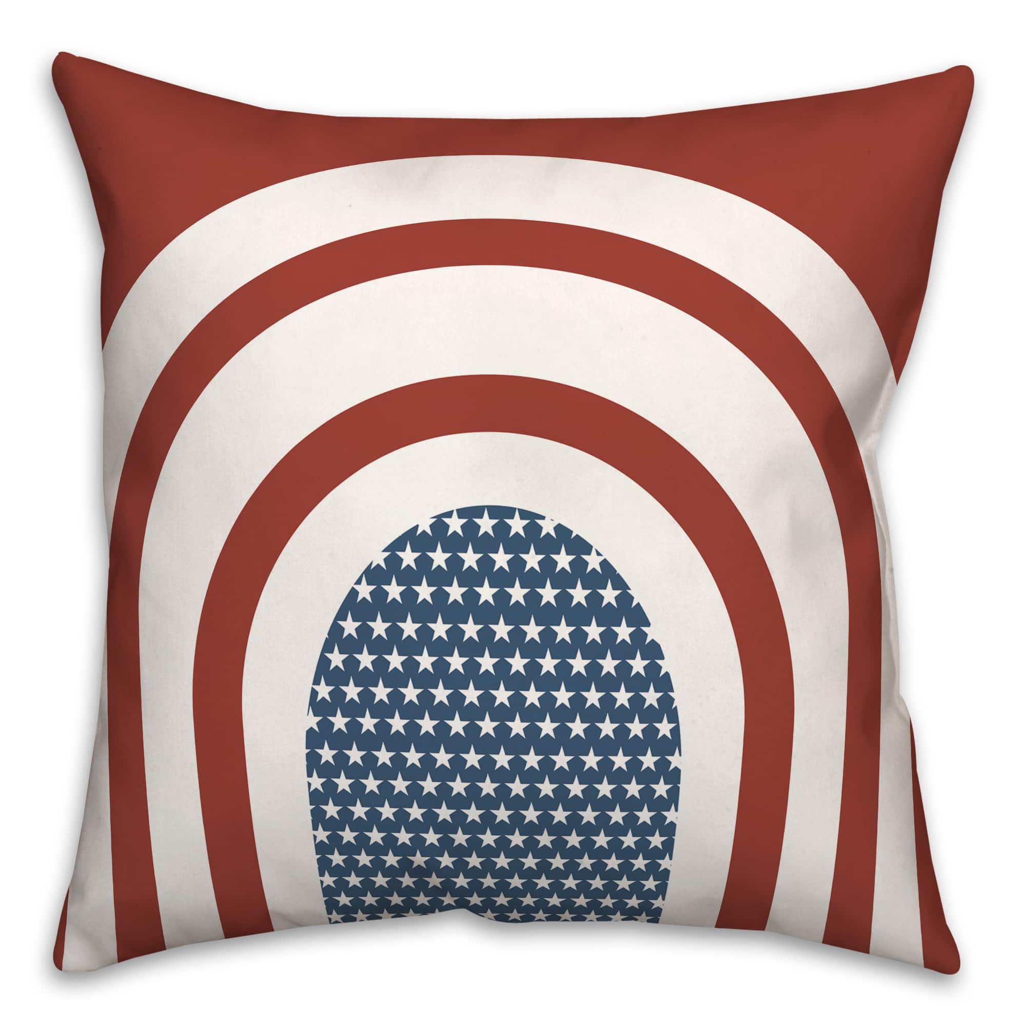 Red Arched Stripes & Stars Throw Pillow