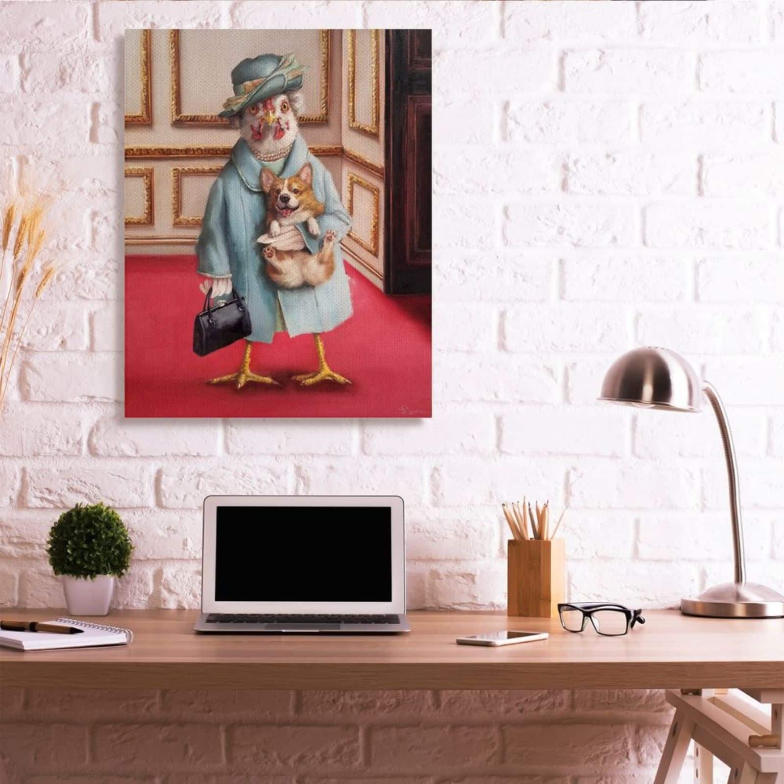 Stupell Industries Queen Chicken with Corgi Wall Accent